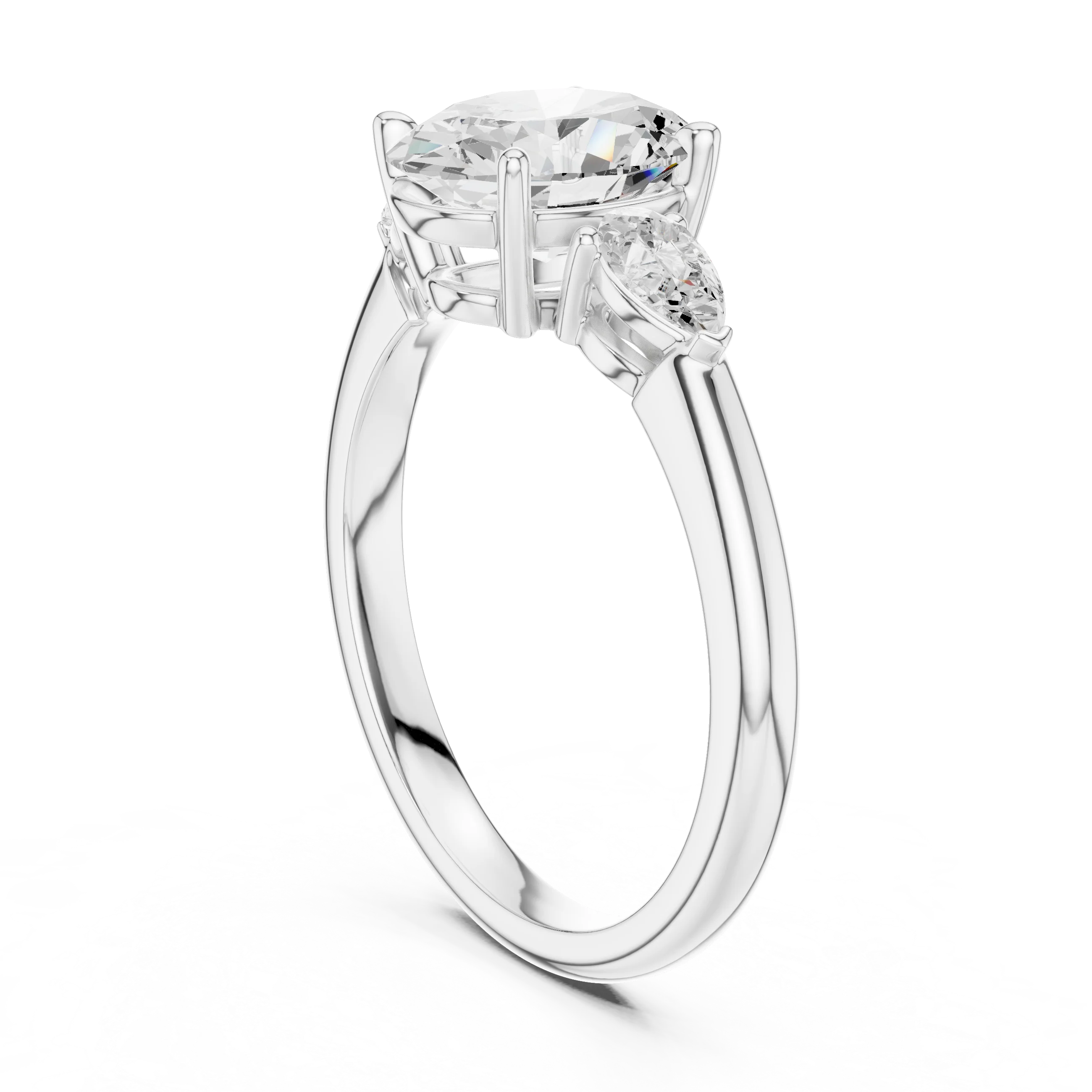 Oval Cut Diamond Three-Stone Engagement Ring