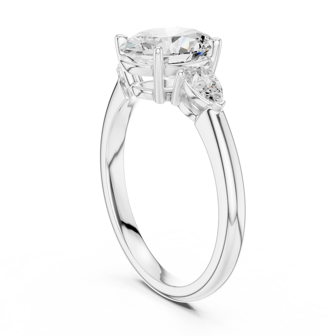 Oval Cut Diamond Three-Stone Engagement Ring