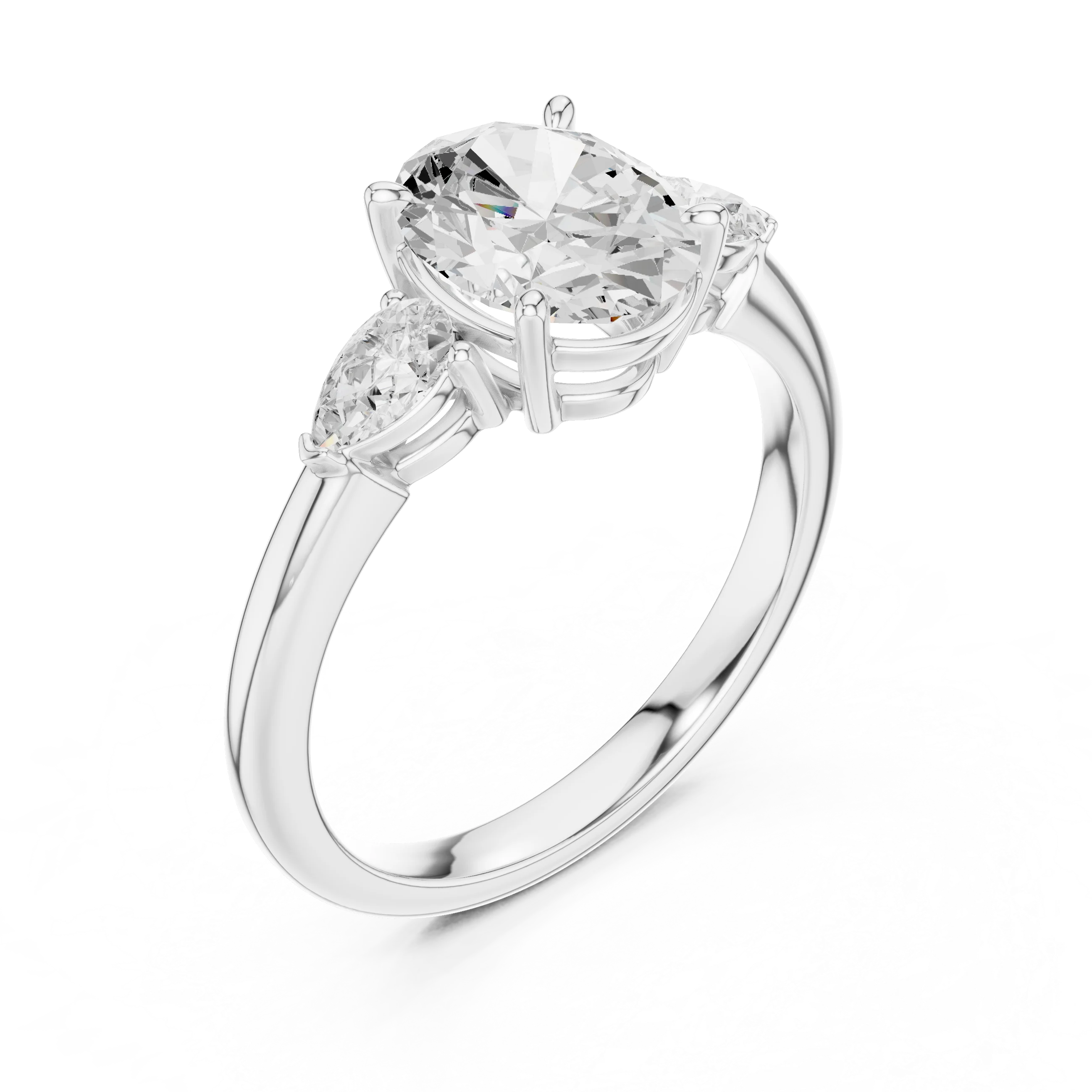 Oval Cut Diamond Three-Stone Engagement Ring