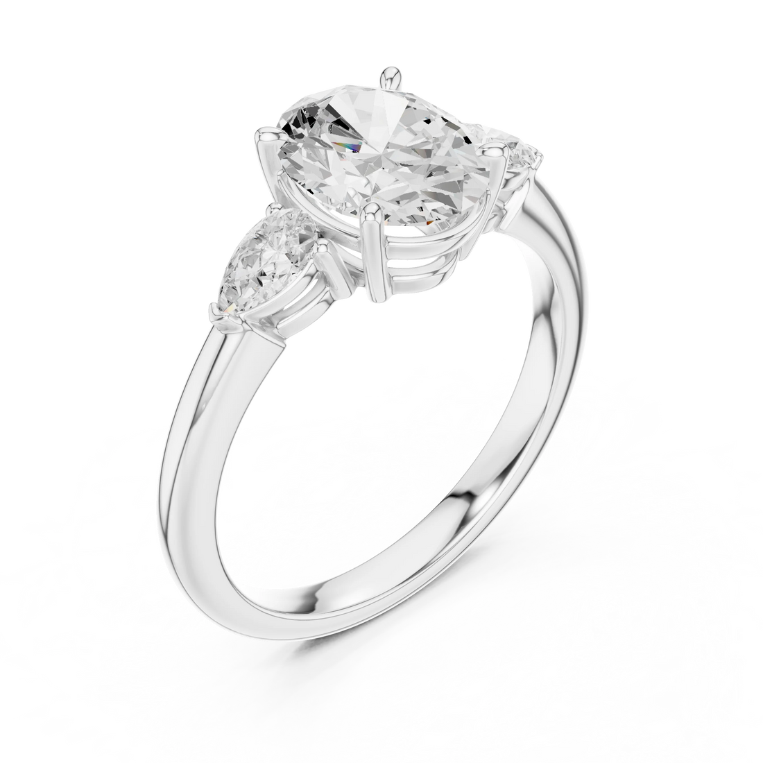 Oval Cut Diamond Three-Stone Engagement Ring
