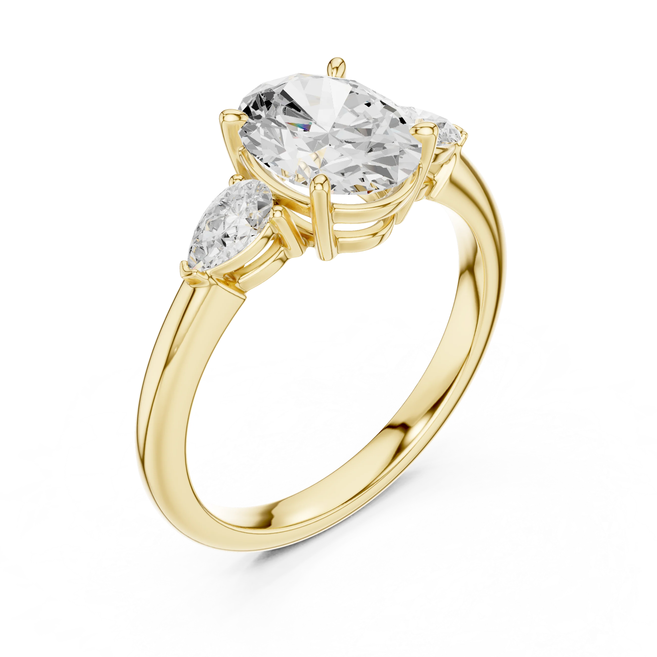 Oval Cut Diamond Three-Stone Engagement Ring