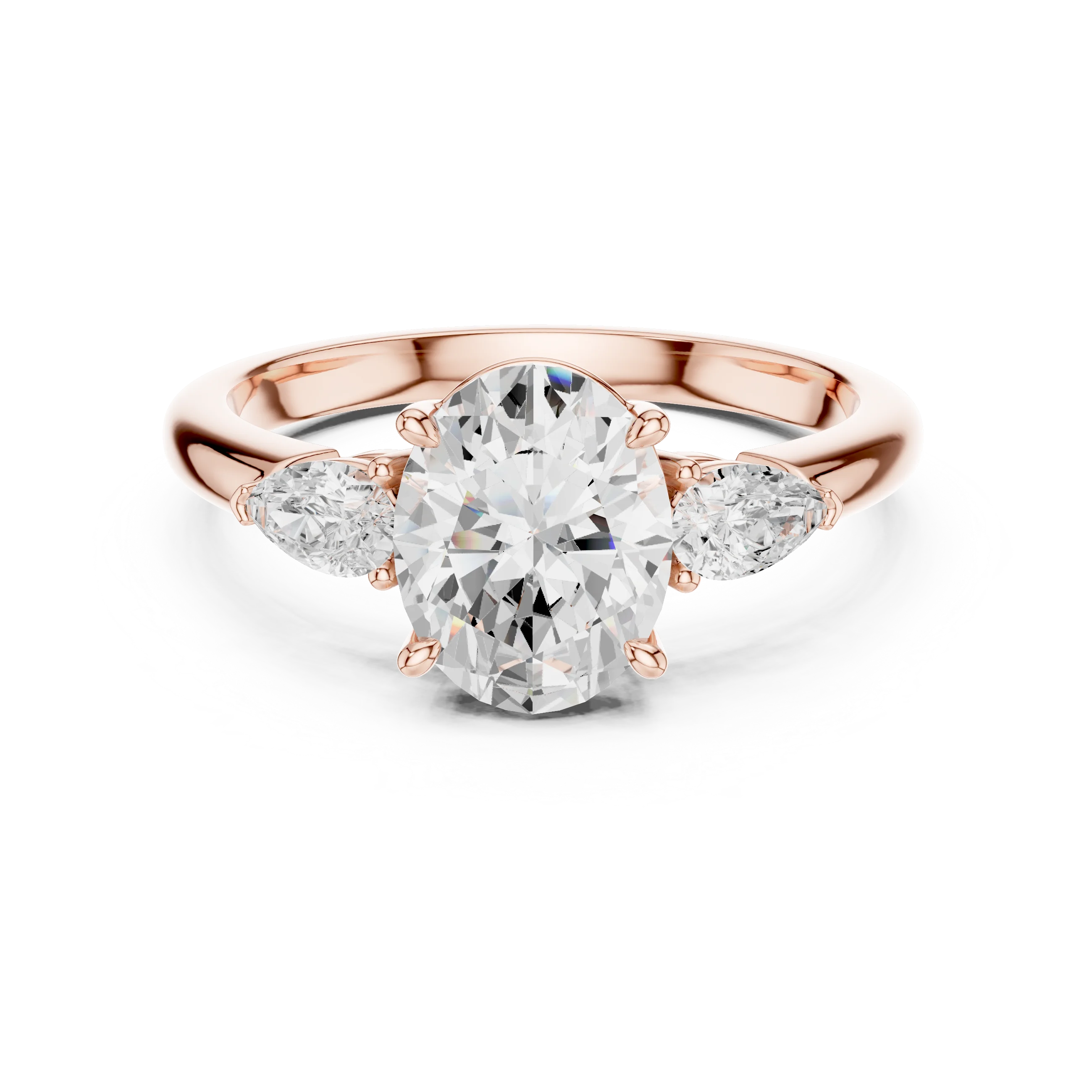 Oval Cut Diamond Three-Stone Engagement Ring