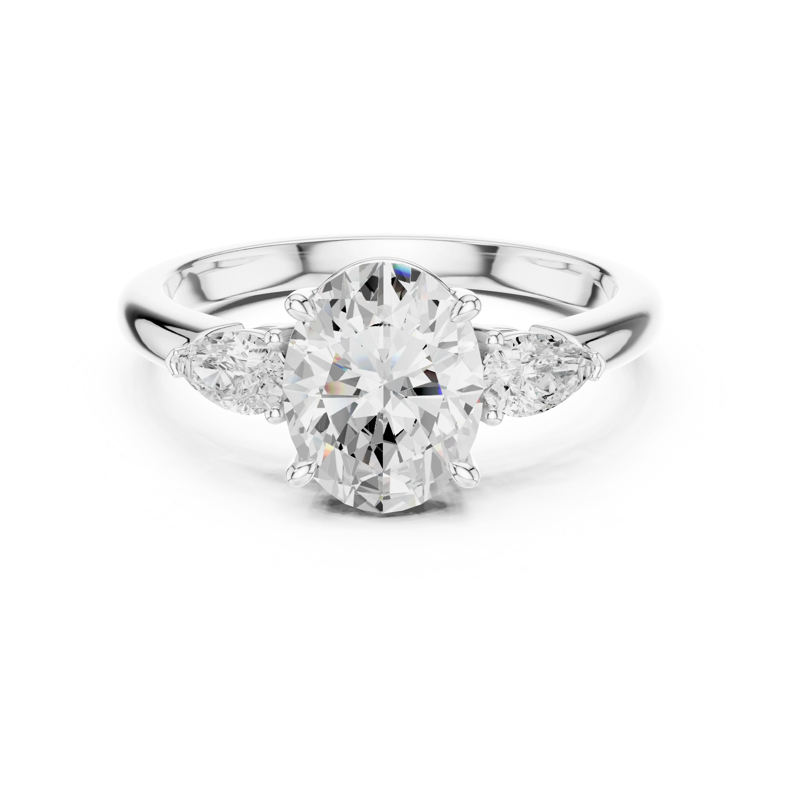 Oval Cut Diamond Three-Stone Engagement Ring