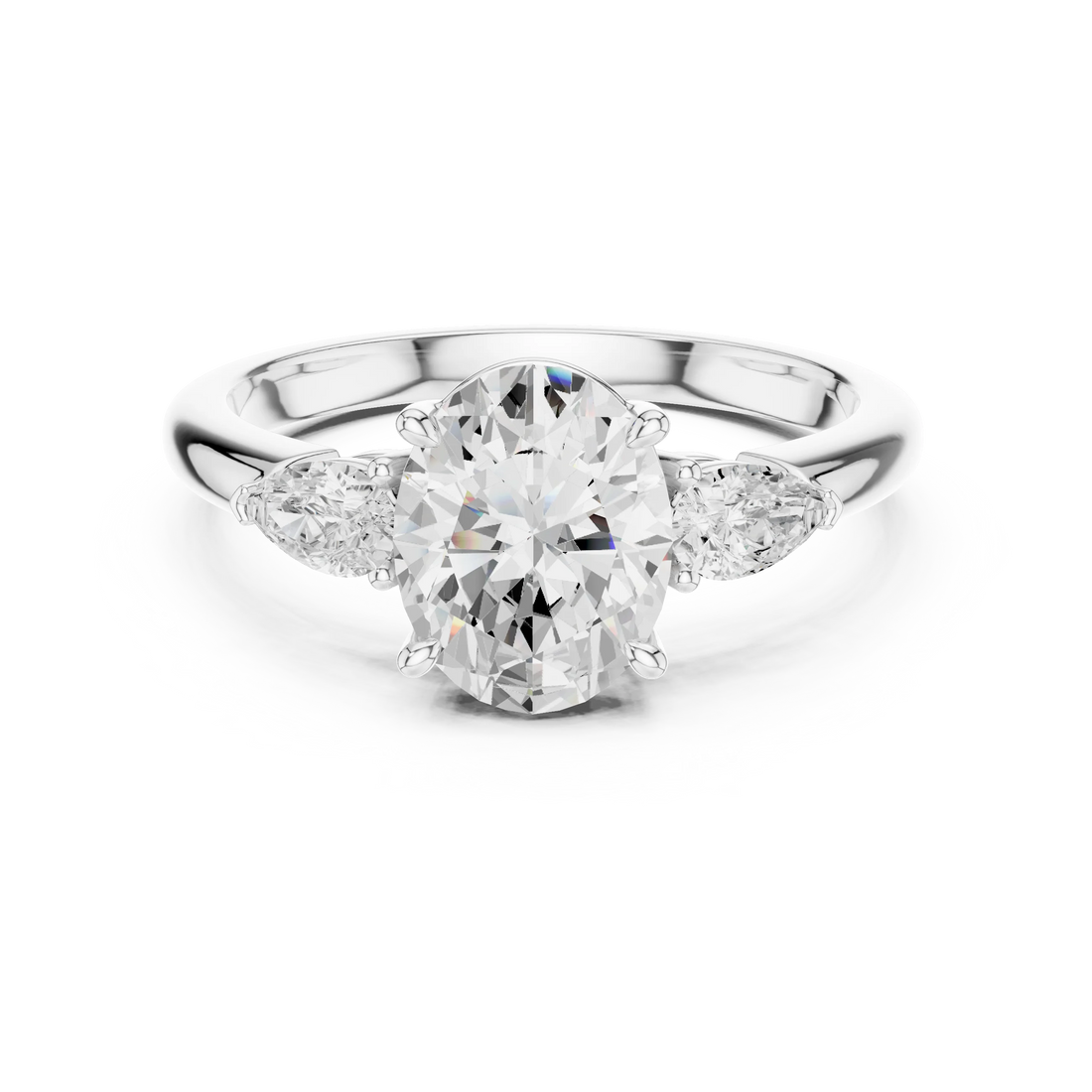 Oval Cut Diamond Three-Stone Engagement Ring