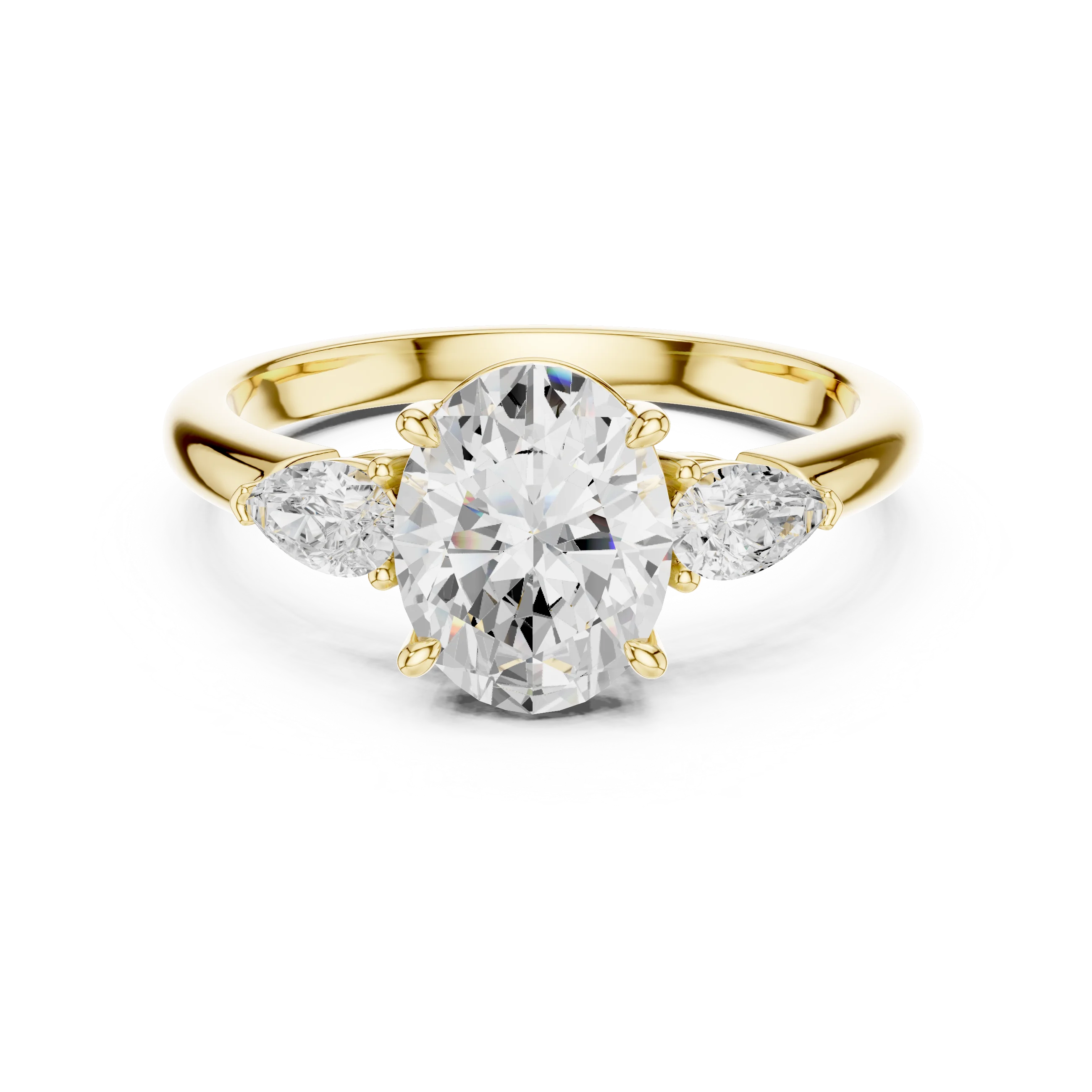 Oval Cut Diamond Three-Stone Engagement Ring