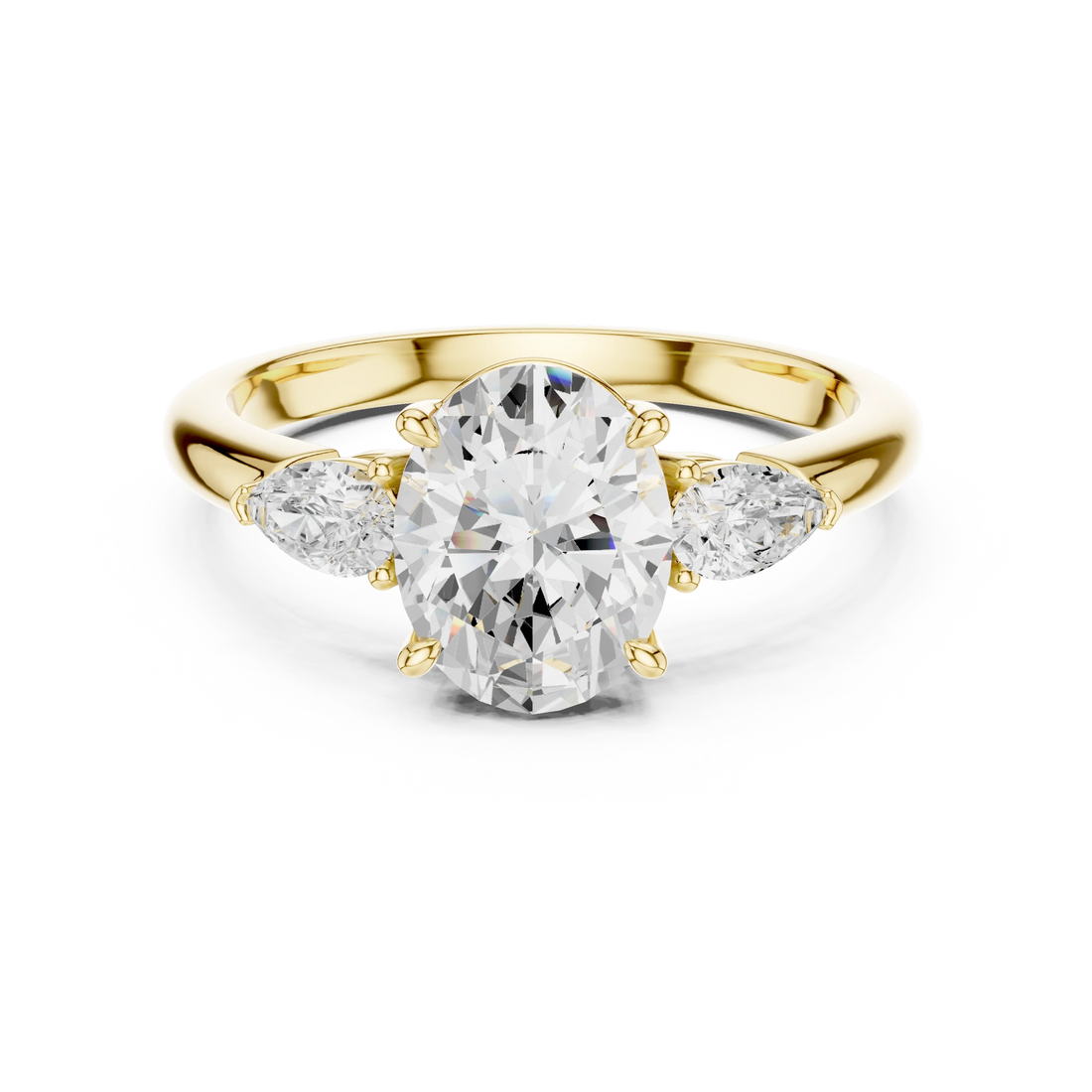 Oval Cut Diamond Three-Stone Engagement Ring
