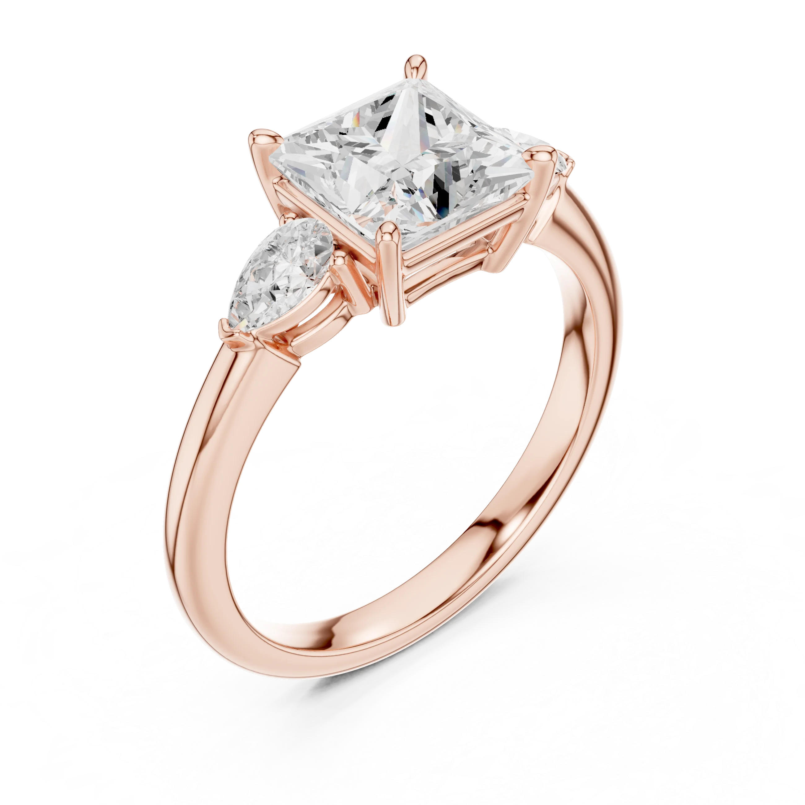 Princess Cut Diamond Three-Stone Engagement Ring