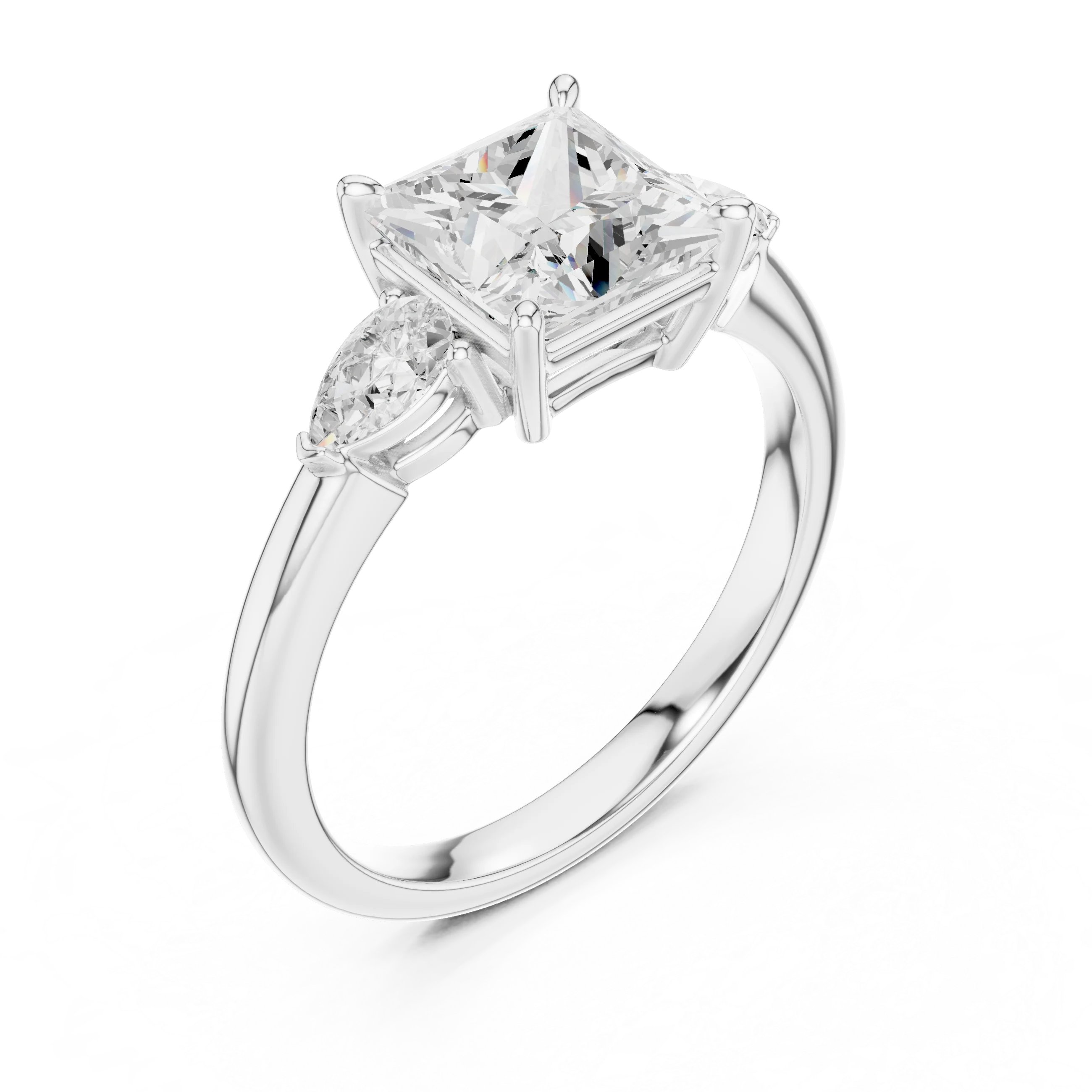 Princess Cut Diamond Three-Stone Engagement Ring