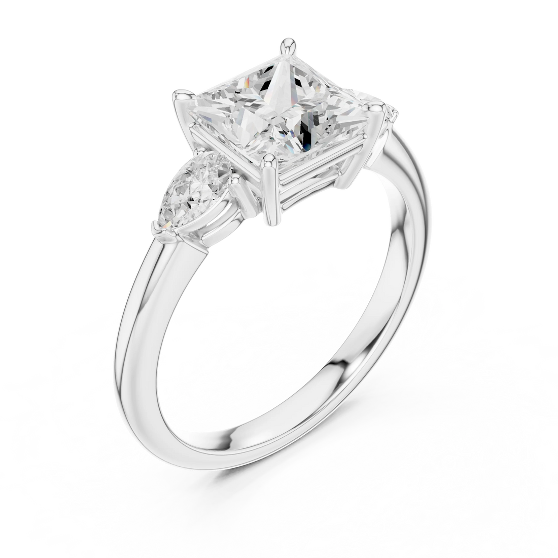 Princess Cut Diamond Three-Stone Engagement Ring