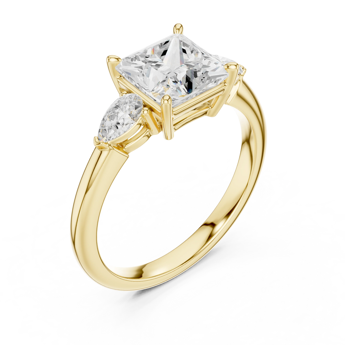 Princess Cut Diamond Three-Stone Engagement Ring