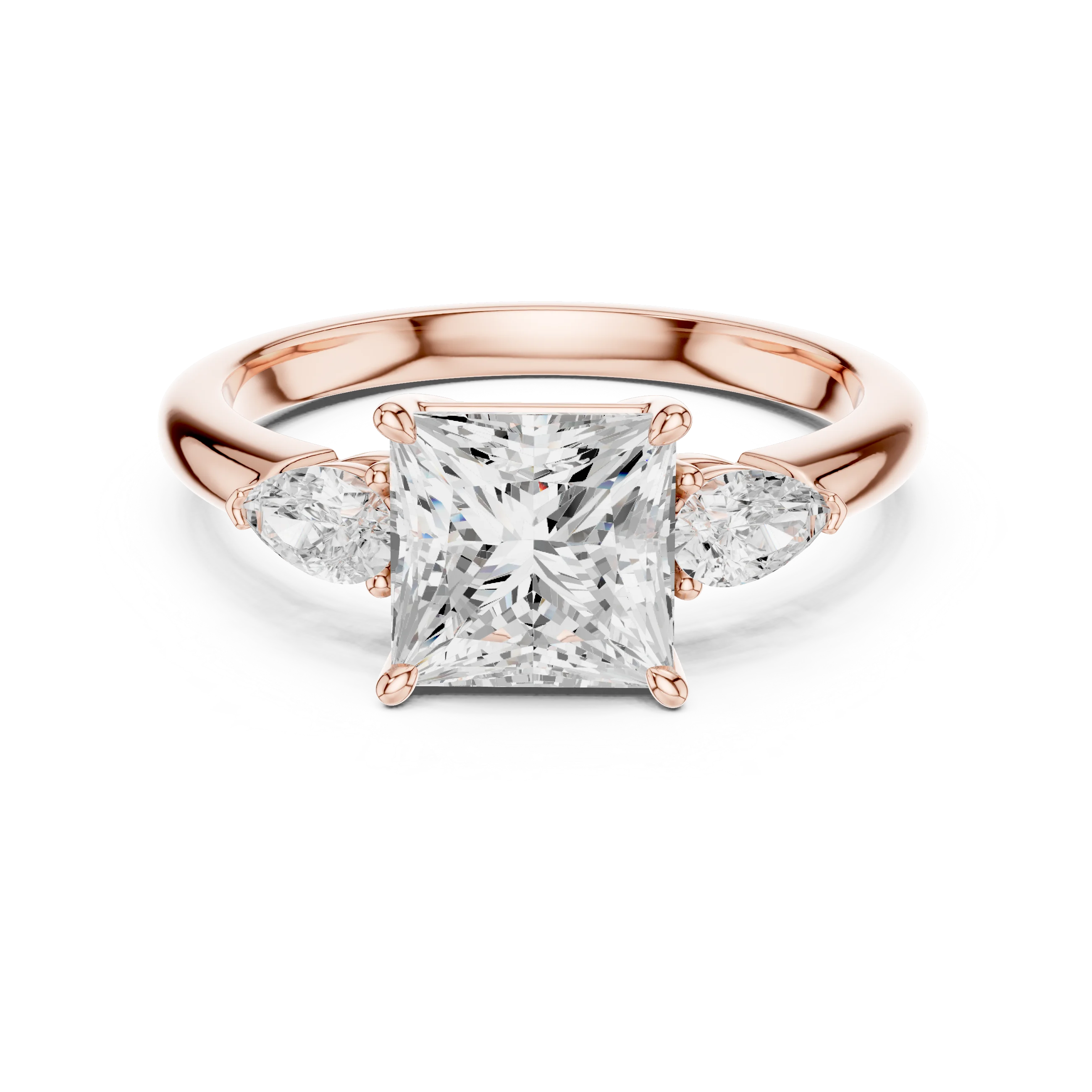 Princess Cut Diamond Three-Stone Engagement Ring