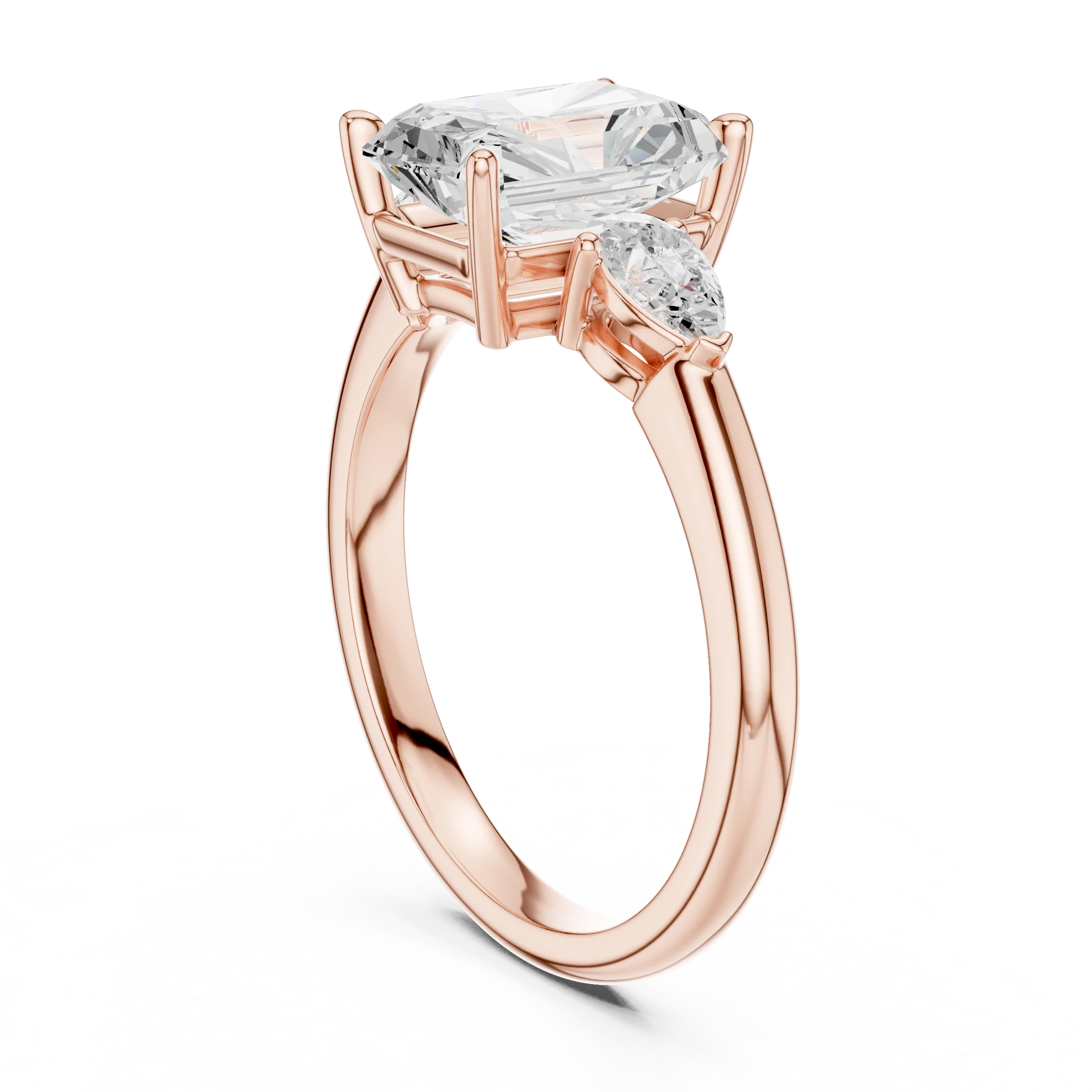 Radiant Cut Diamond Three-Stone Engagement Ring