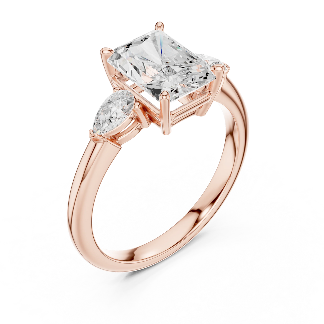 Radiant Cut Diamond Three-Stone Engagement Ring