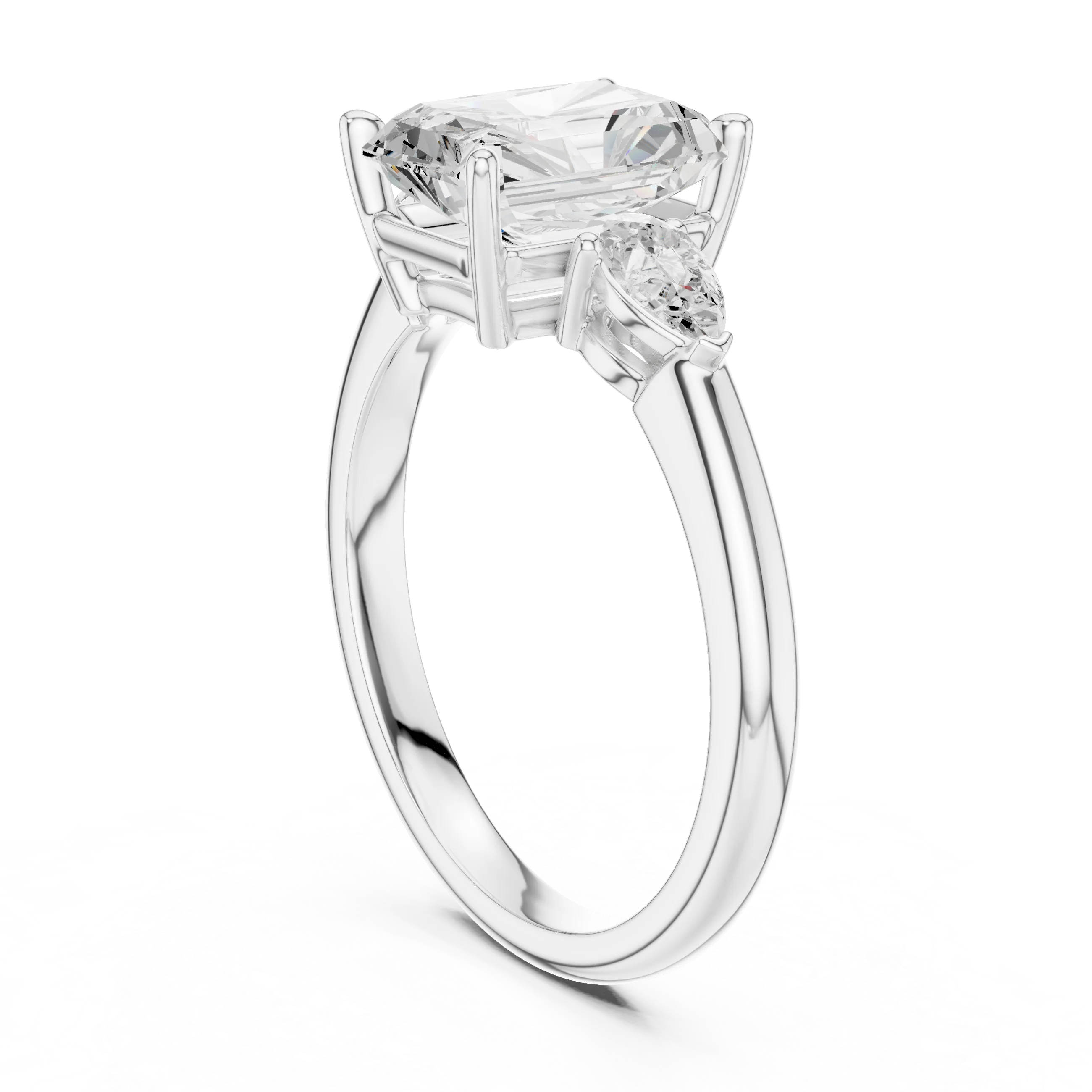 Radiant Cut Diamond Three-Stone Engagement Ring