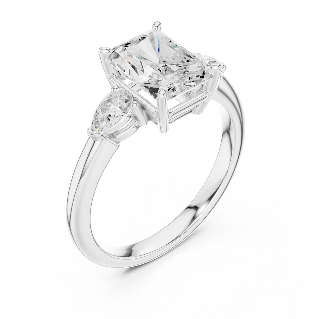 Radiant Cut Diamond Three-Stone Engagement Ring
