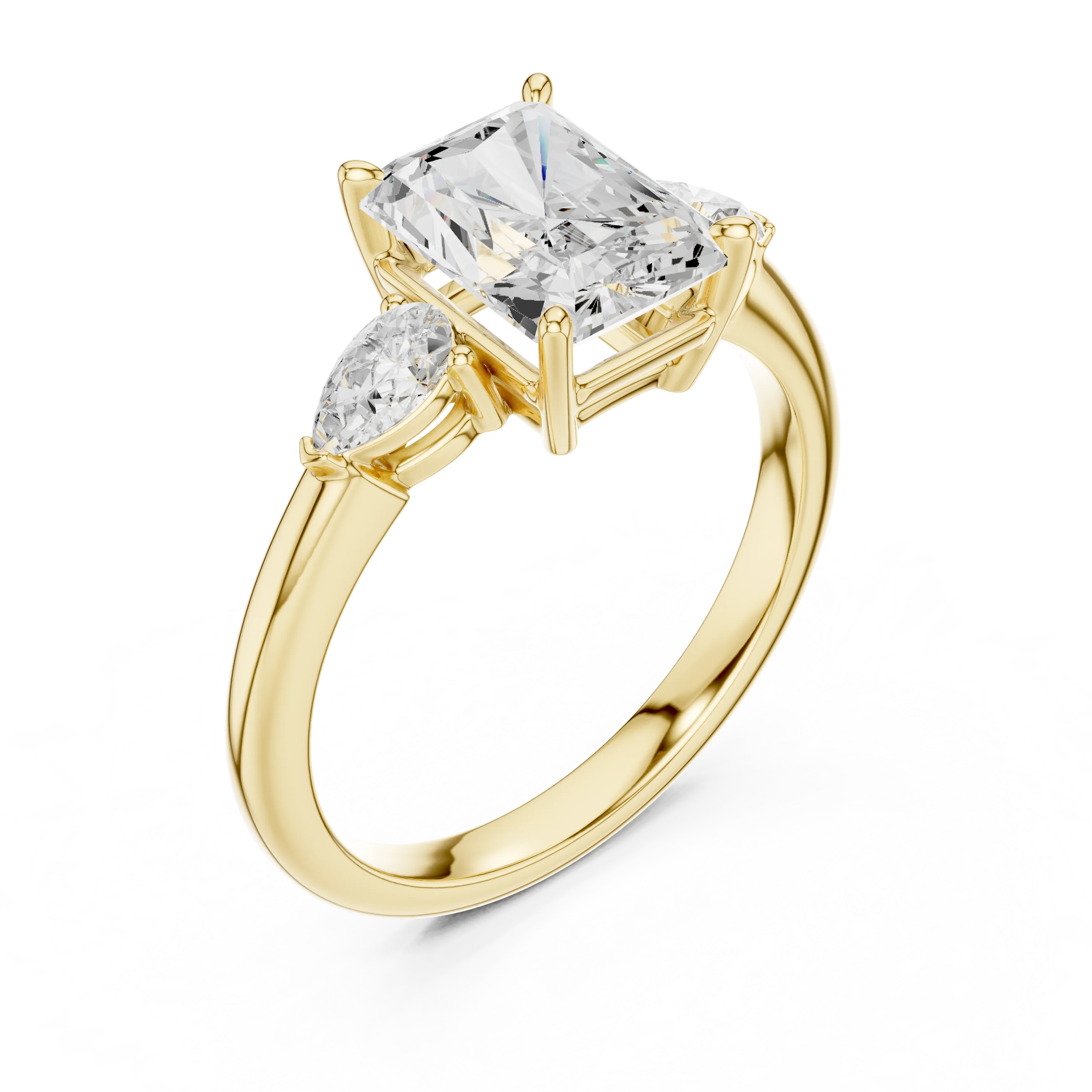Radiant Cut Diamond Three-Stone Engagement Ring