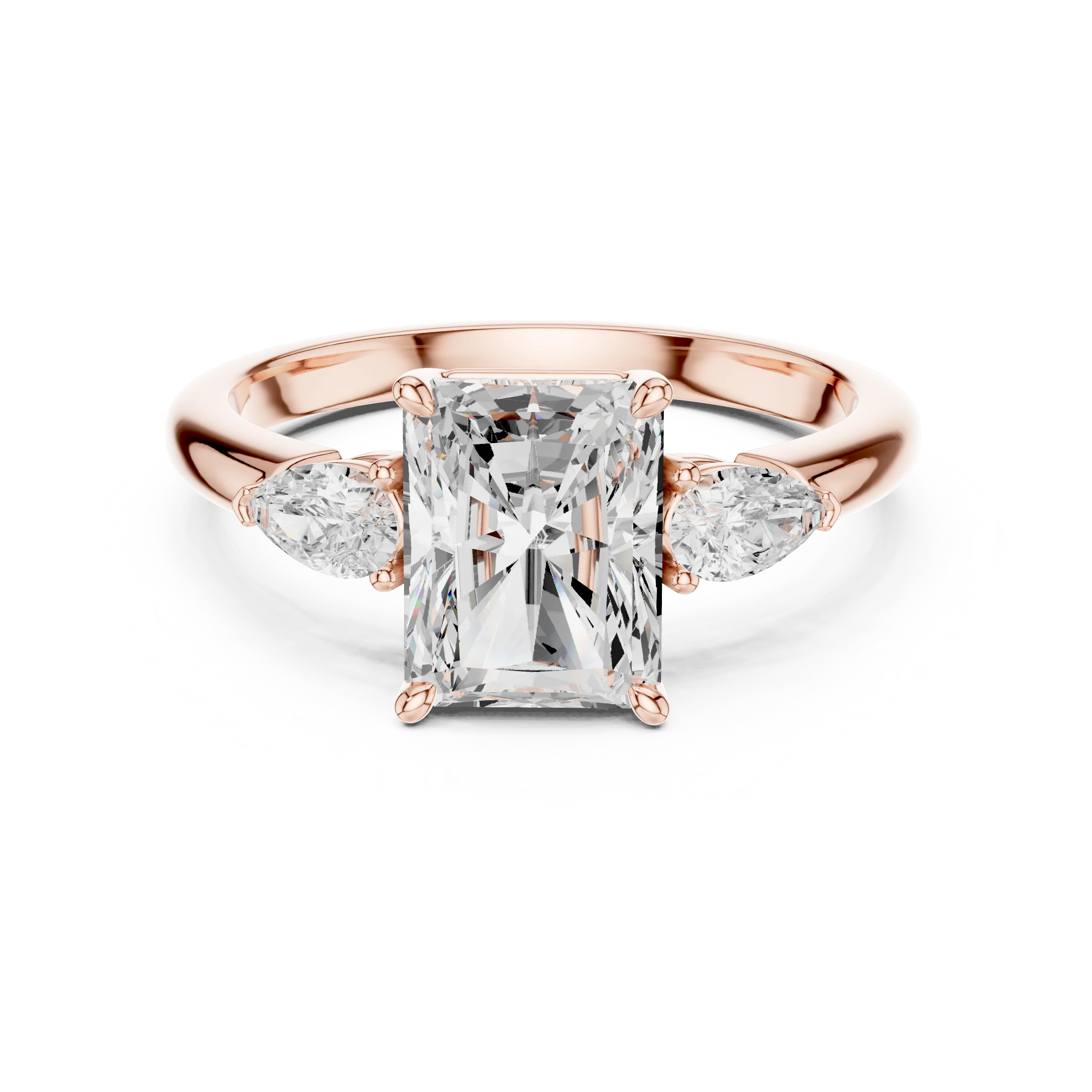 Radiant Cut Diamond Three-Stone Engagement Ring