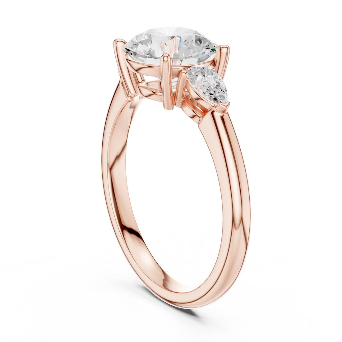 Round Cut Diamond Three-Stone Engagement Ring