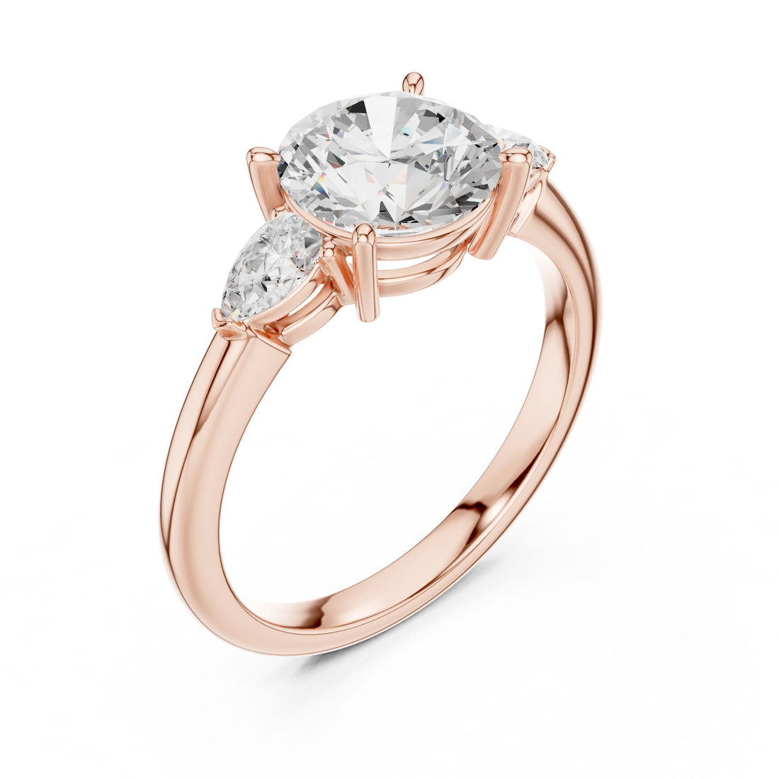 Round Cut Diamond Three-Stone Engagement Ring
