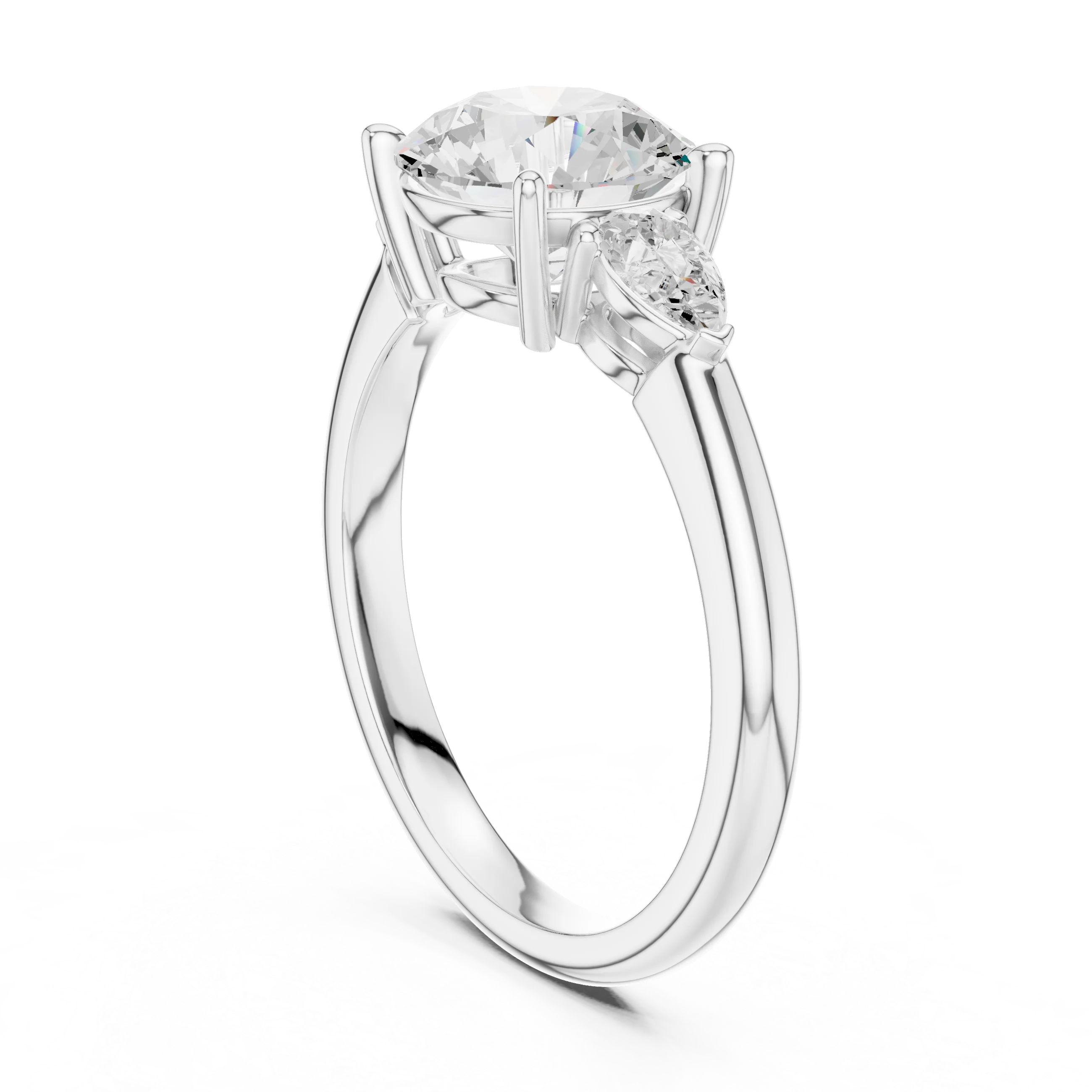 Round Cut Diamond Three-Stone Engagement Ring