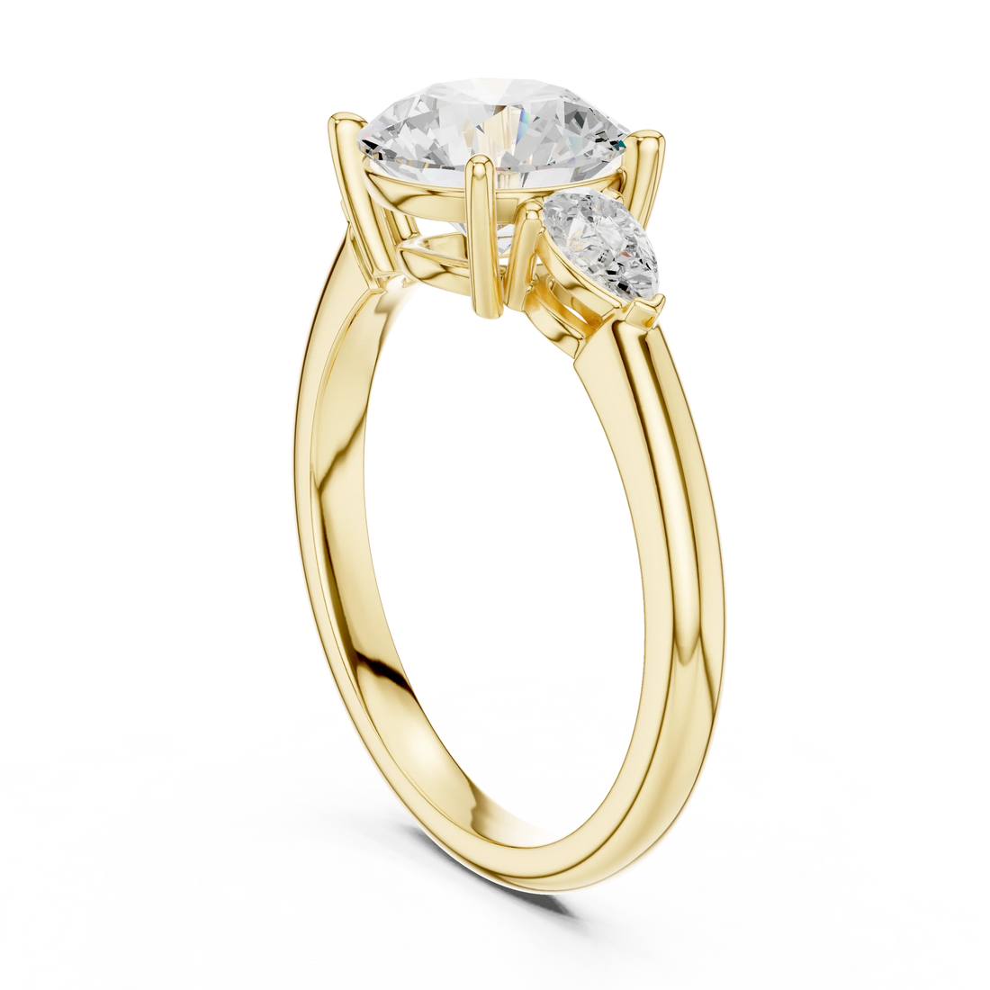 Round Cut Diamond Three-Stone Engagement Ring