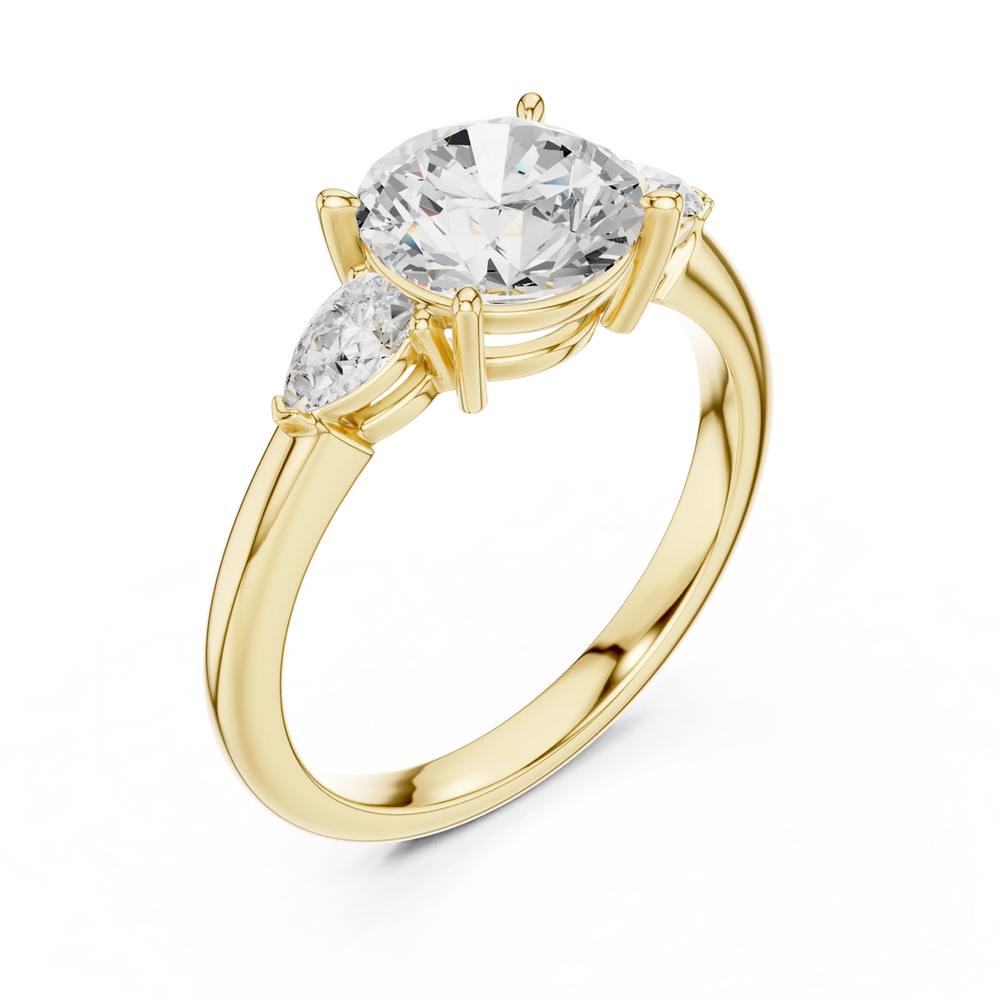 Round Cut Diamond Three-Stone Engagement Ring