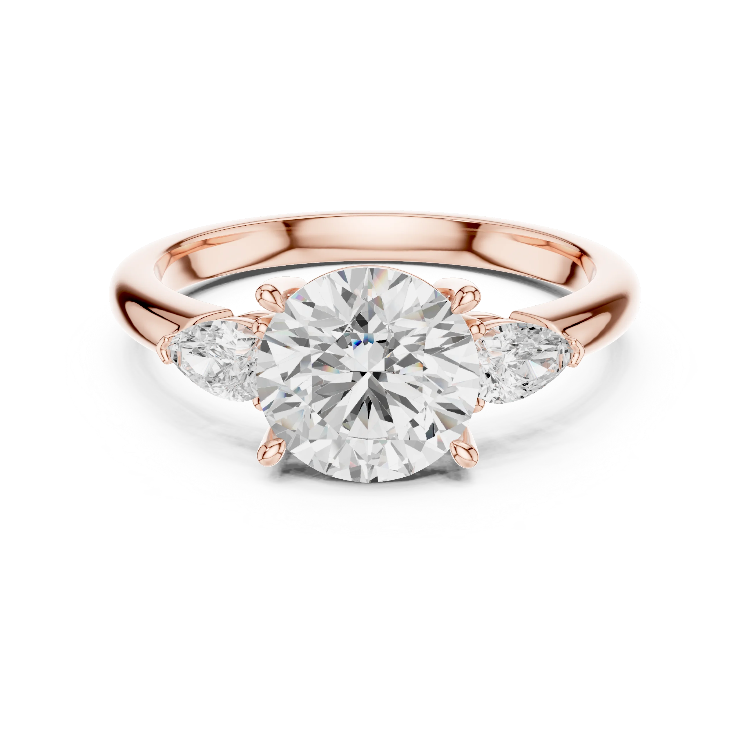 Round Cut Diamond Three-Stone Engagement Ring