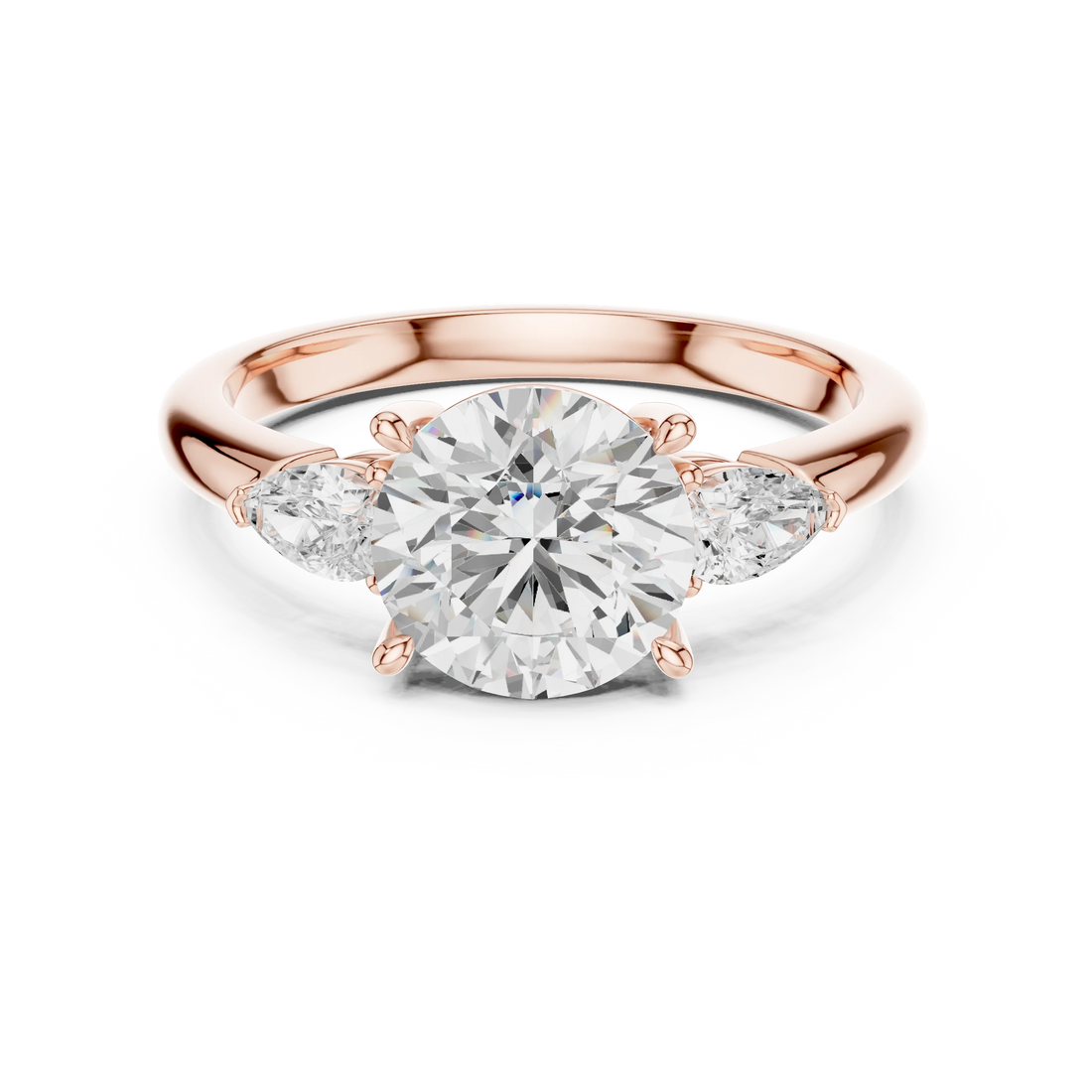 Round Cut Diamond Three-Stone Engagement Ring