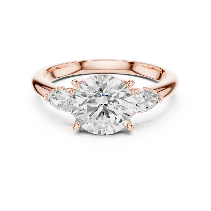 Round Cut Diamond Three-Stone Engagement Ring