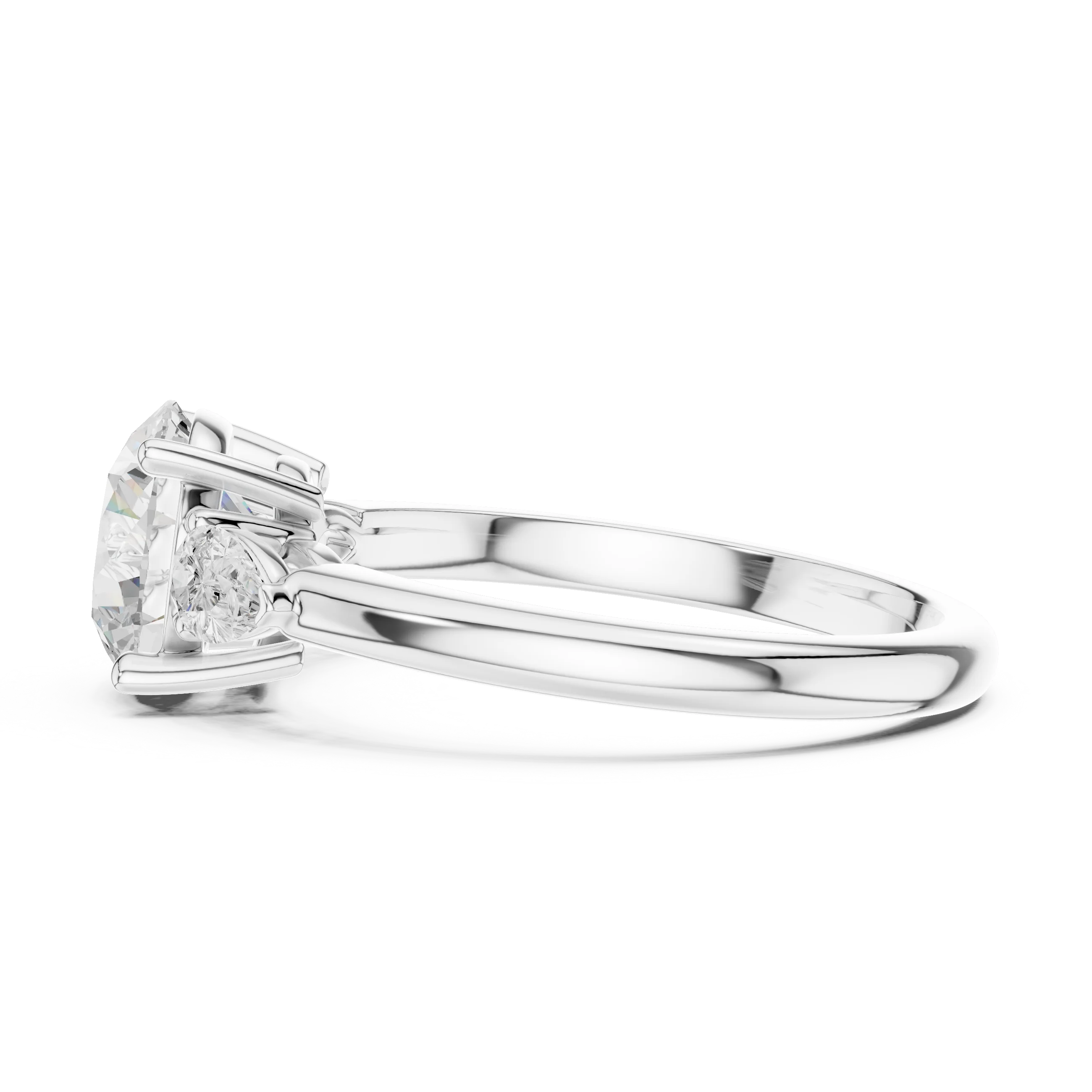 Round Cut Diamond Three-Stone Engagement Ring