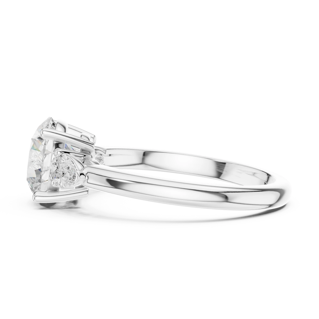 Round Cut Diamond Three-Stone Engagement Ring