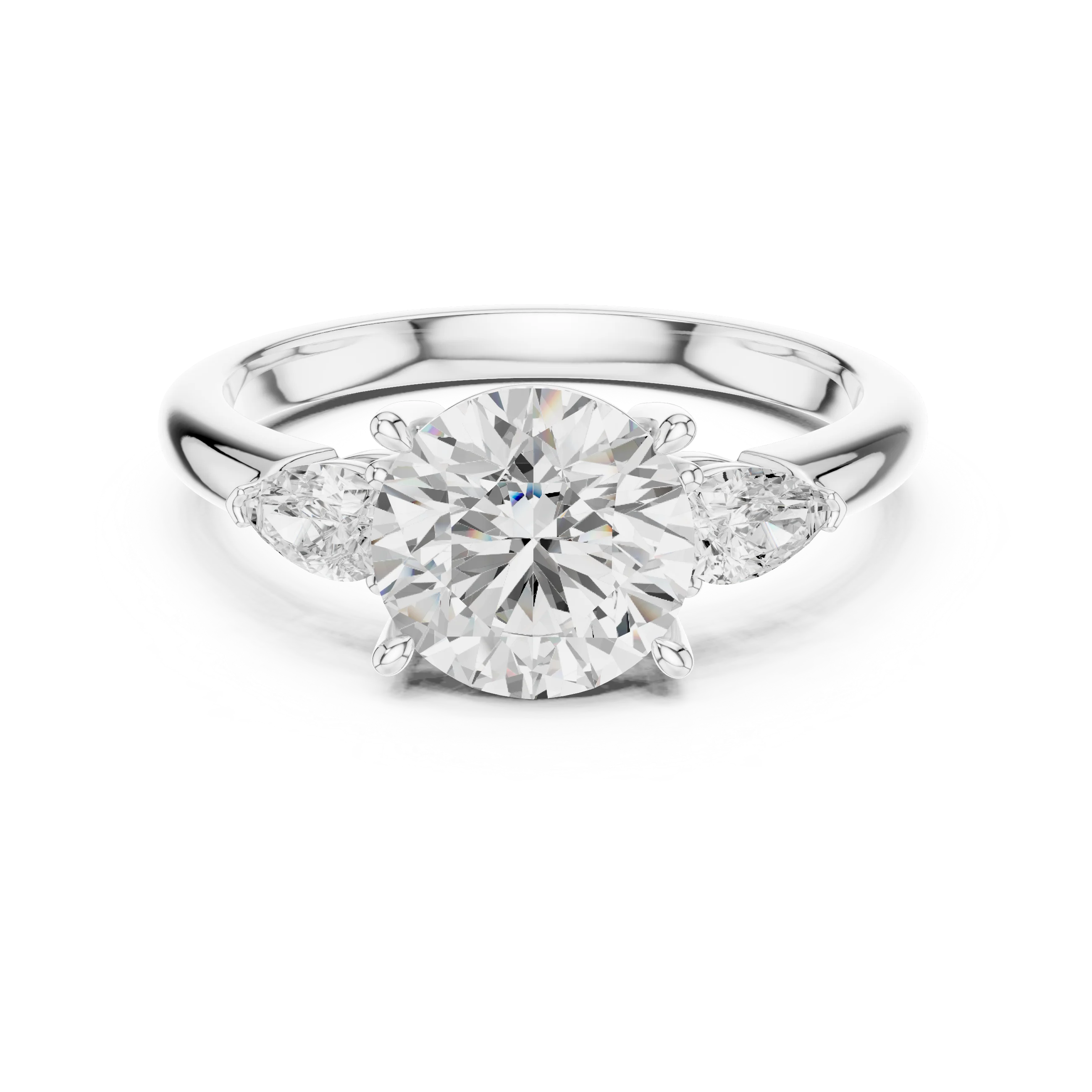 Round Cut Diamond Three-Stone Engagement Ring