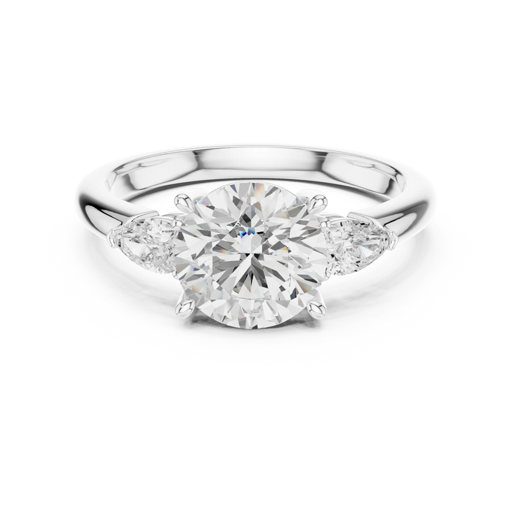 Round Cut Diamond Three-Stone Engagement Ring