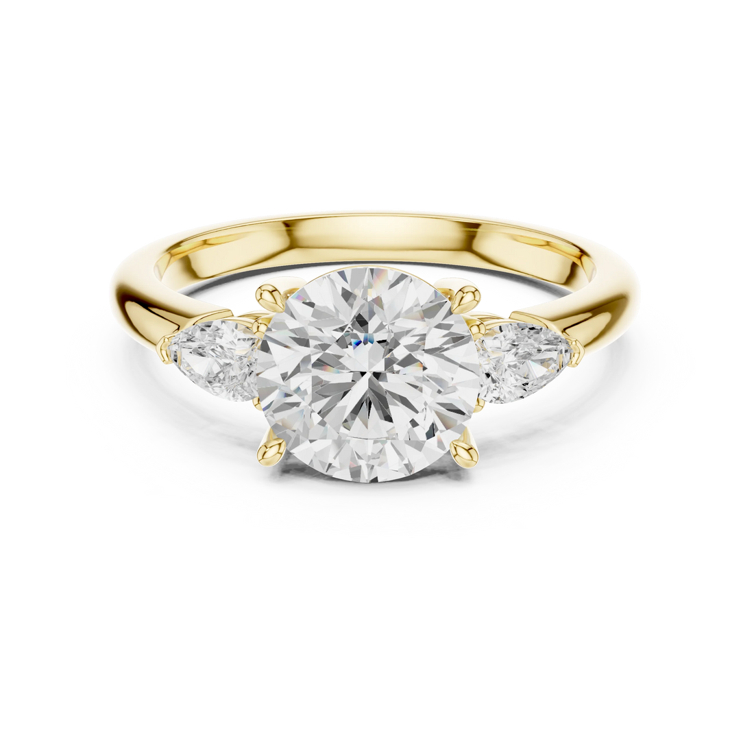 Round Cut Diamond Three-Stone Engagement Ring