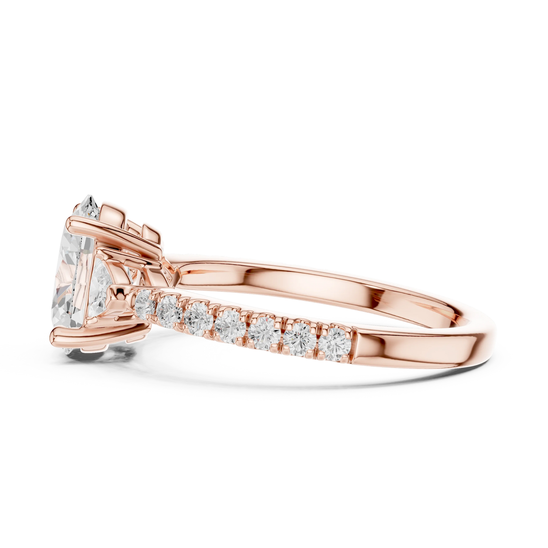 Oval Cut Diamond Three-Stone Engagement Ring with Pave Band