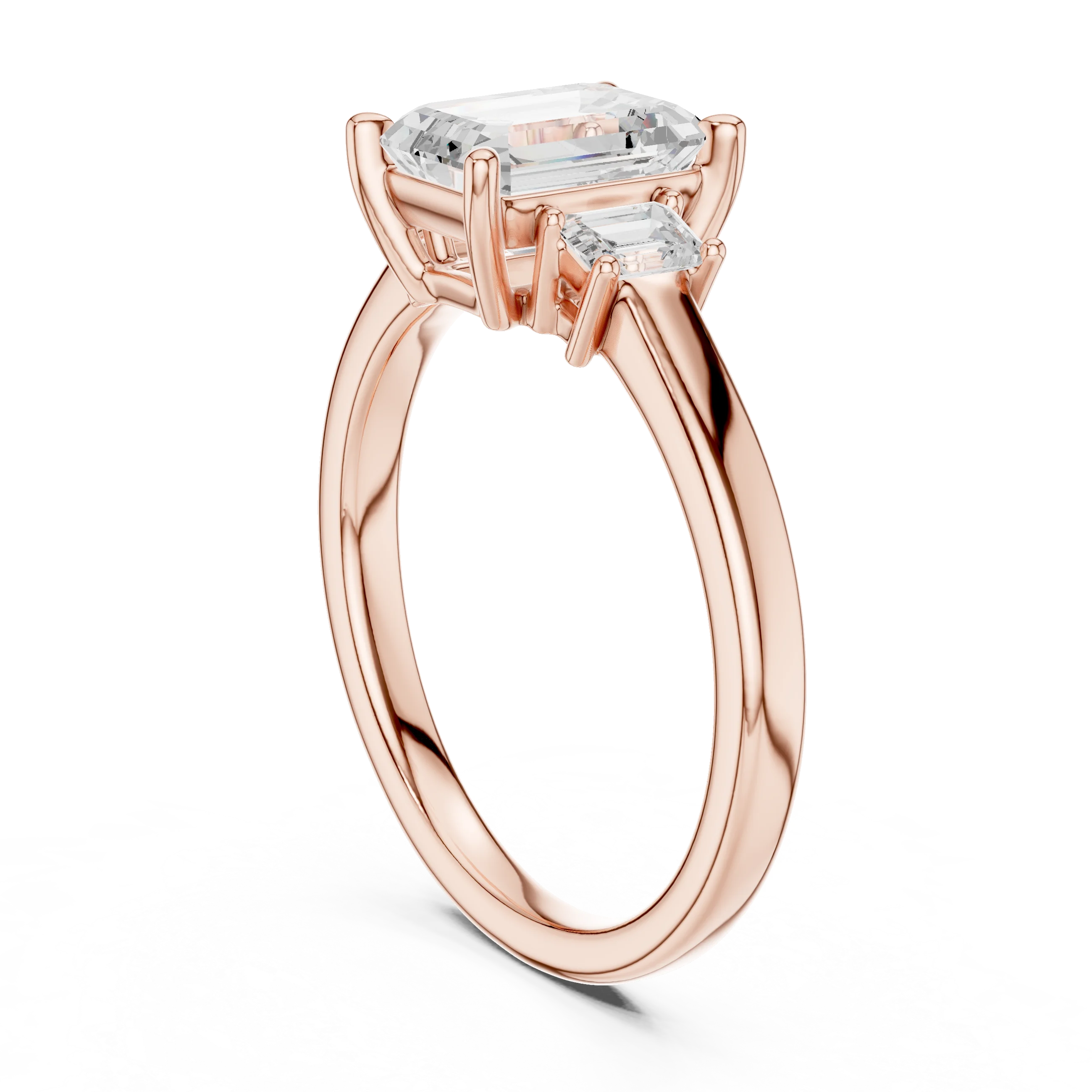 Emerald Cut Diamond Three-Stone Engagement Ring