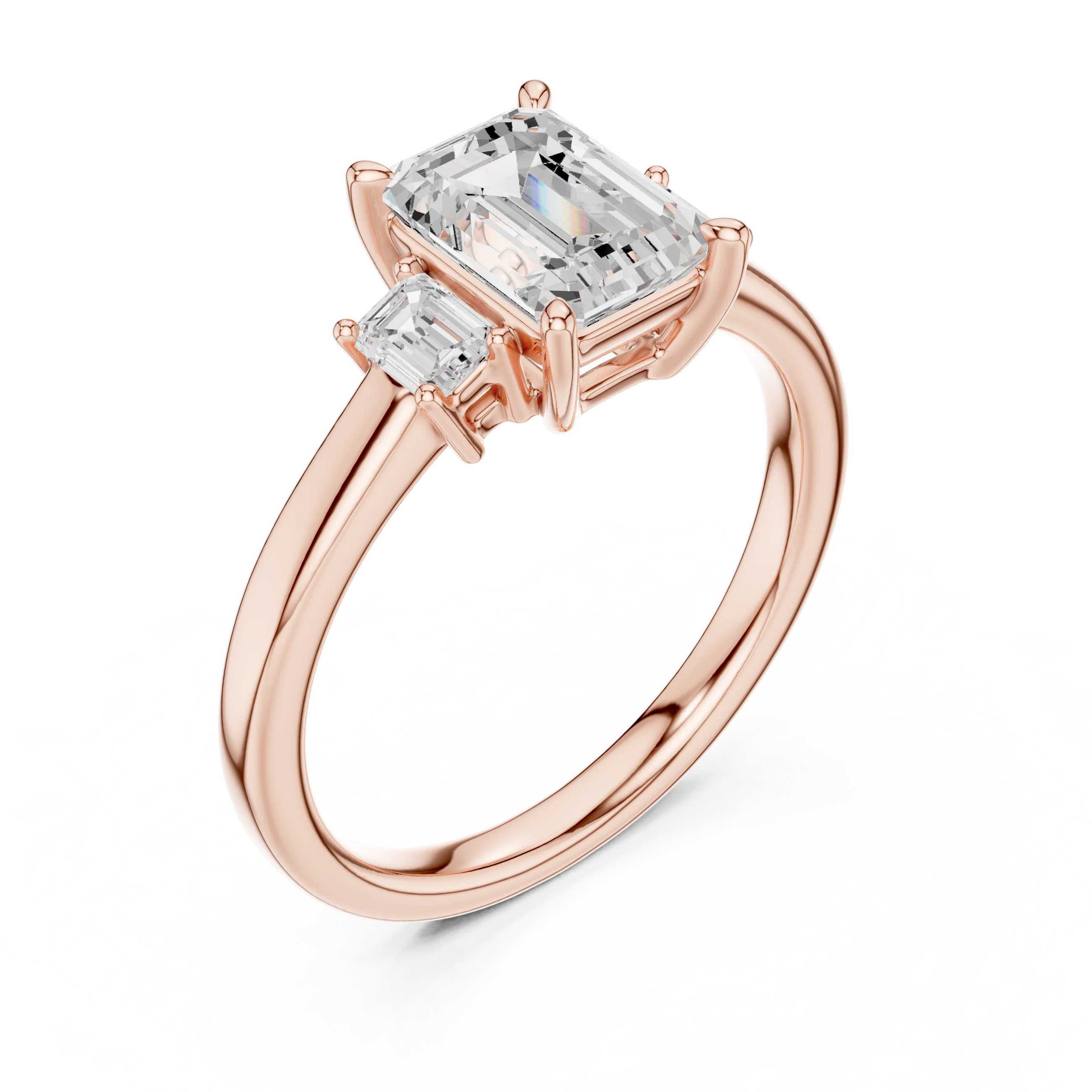 Emerald Cut Diamond Three-Stone Engagement Ring