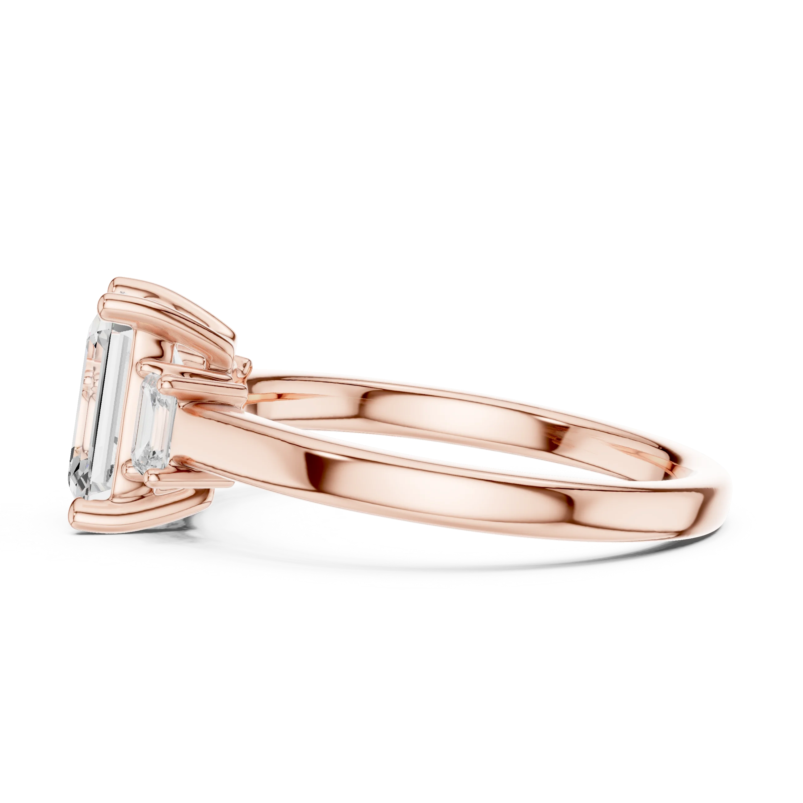 Emerald Cut Diamond Three-Stone Engagement Ring