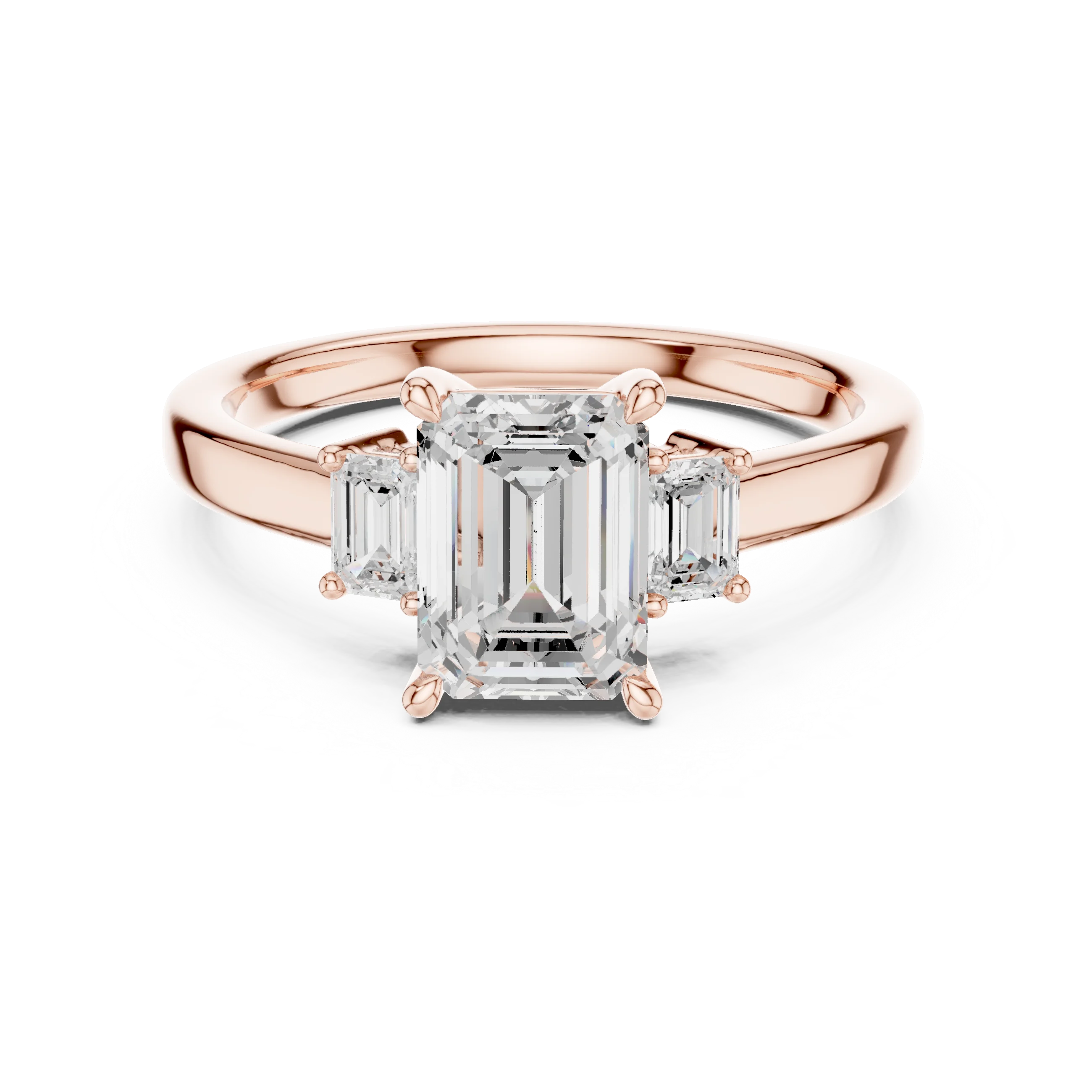 Emerald Cut Diamond Three-Stone Engagement Ring