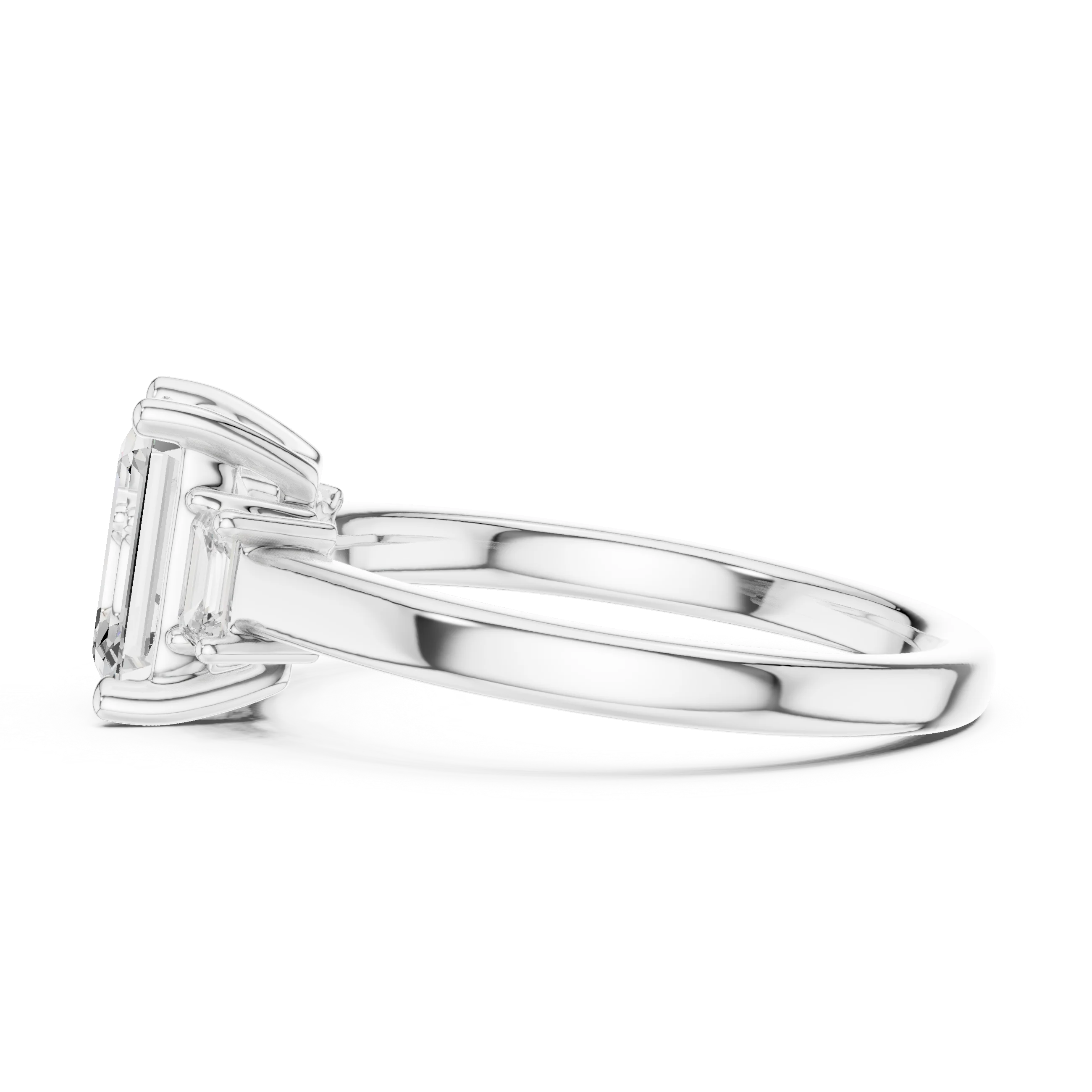 Emerald Cut Diamond Three-Stone Engagement Ring
