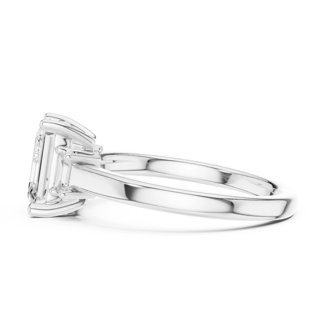 Emerald Cut Diamond Three-Stone Engagement Ring