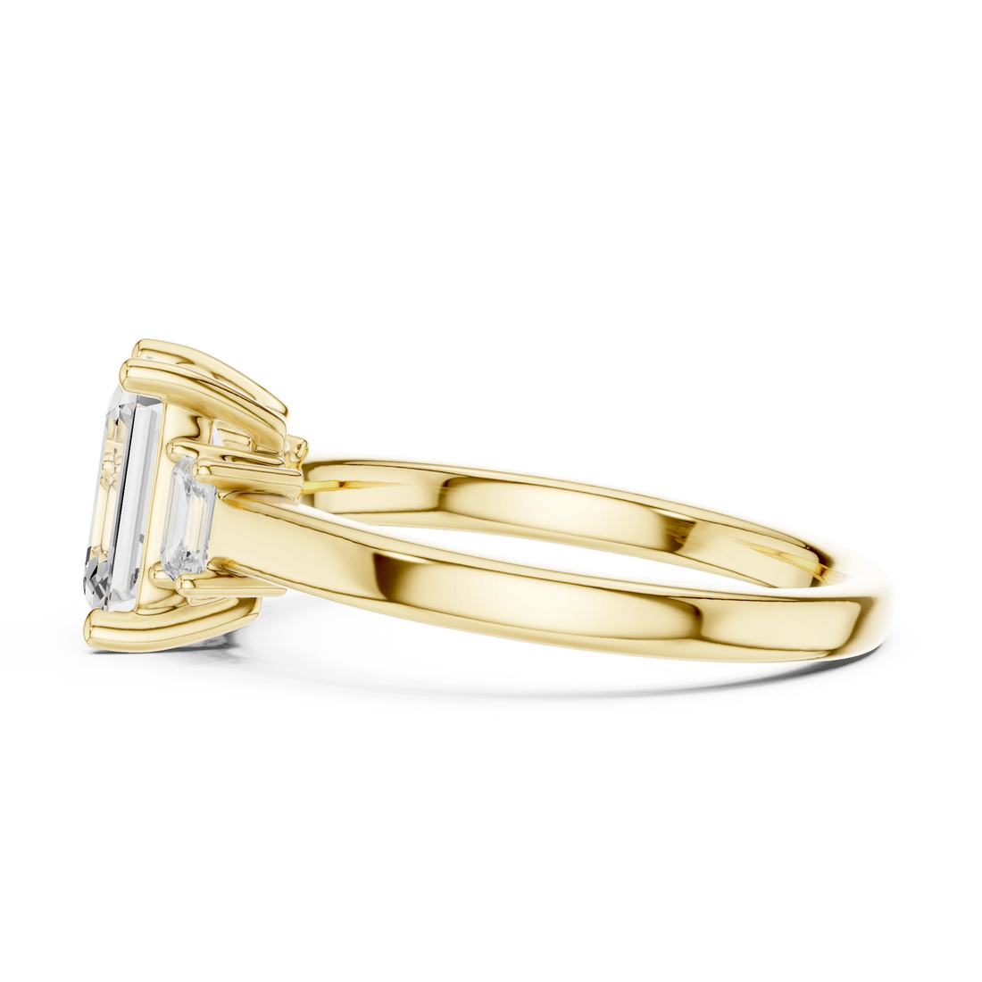 Emerald Cut Diamond Three-Stone Engagement Ring
