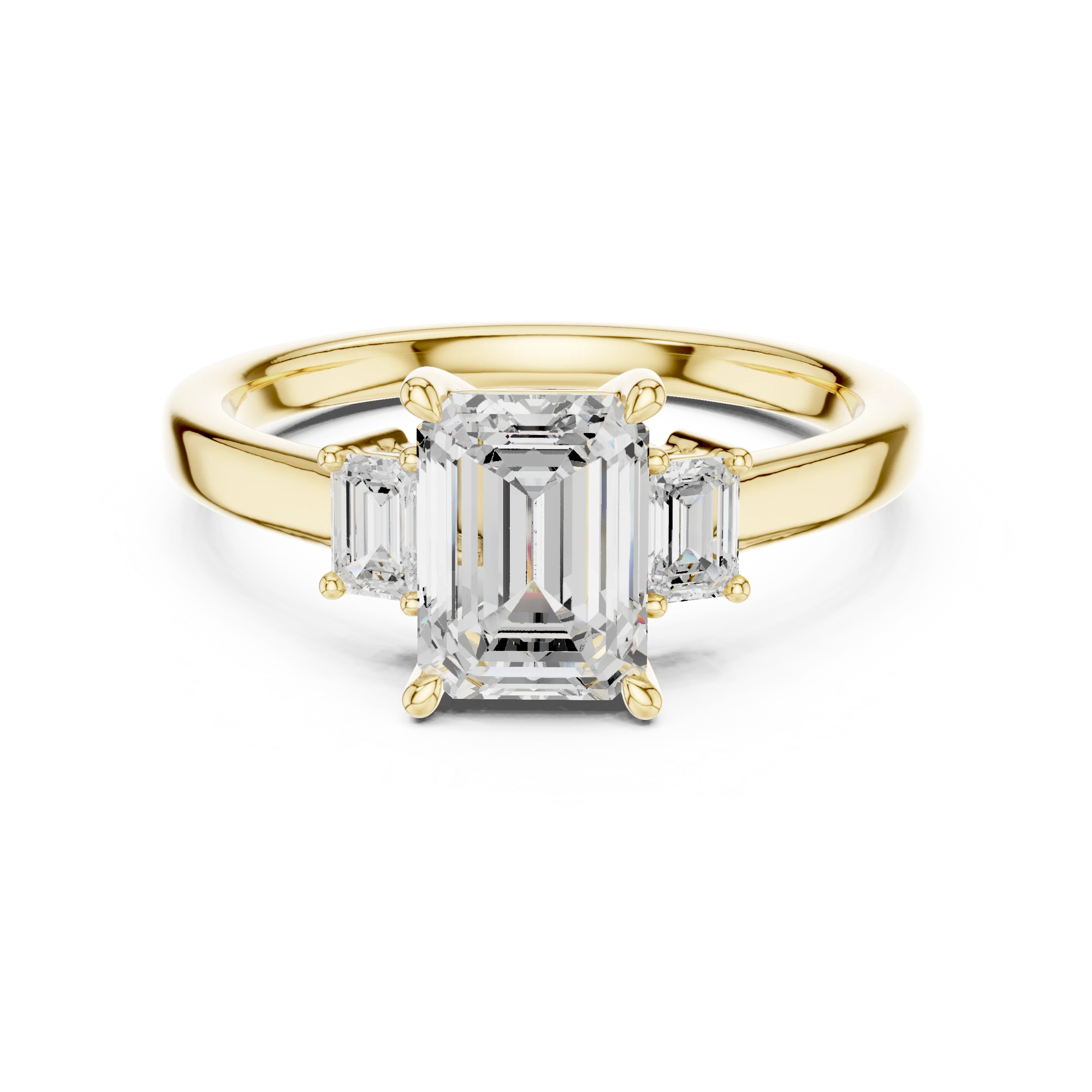 Emerald Cut Diamond Three-Stone Engagement Ring