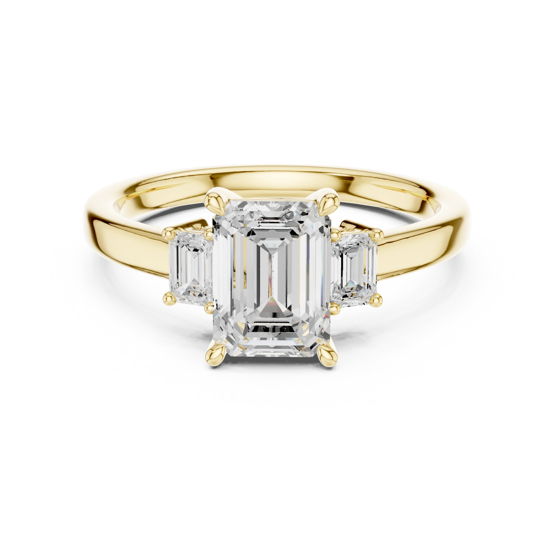 Emerald Cut Diamond Three-Stone Engagement Ring