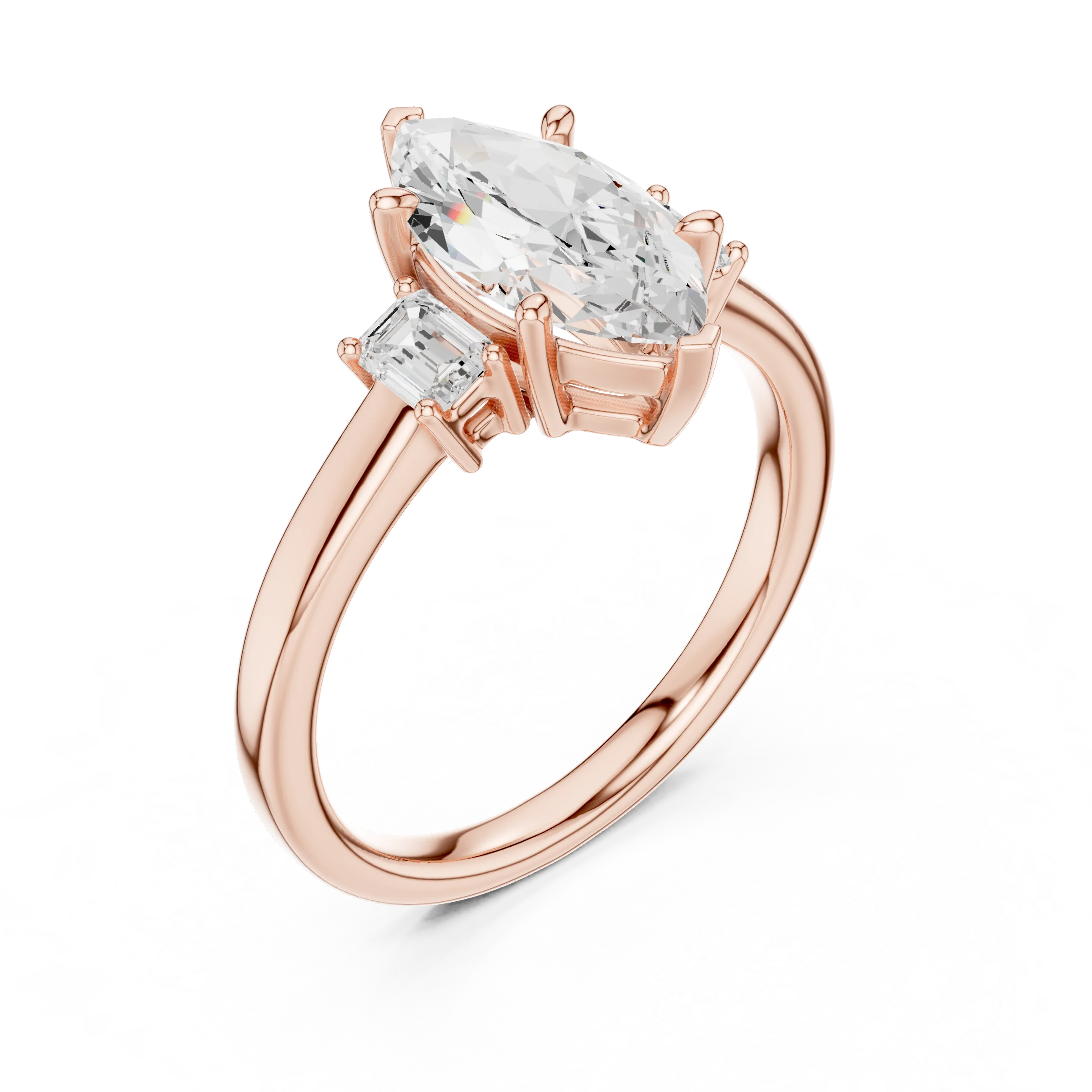 Marquise Cut Diamond Three-Stone Engagement Ring