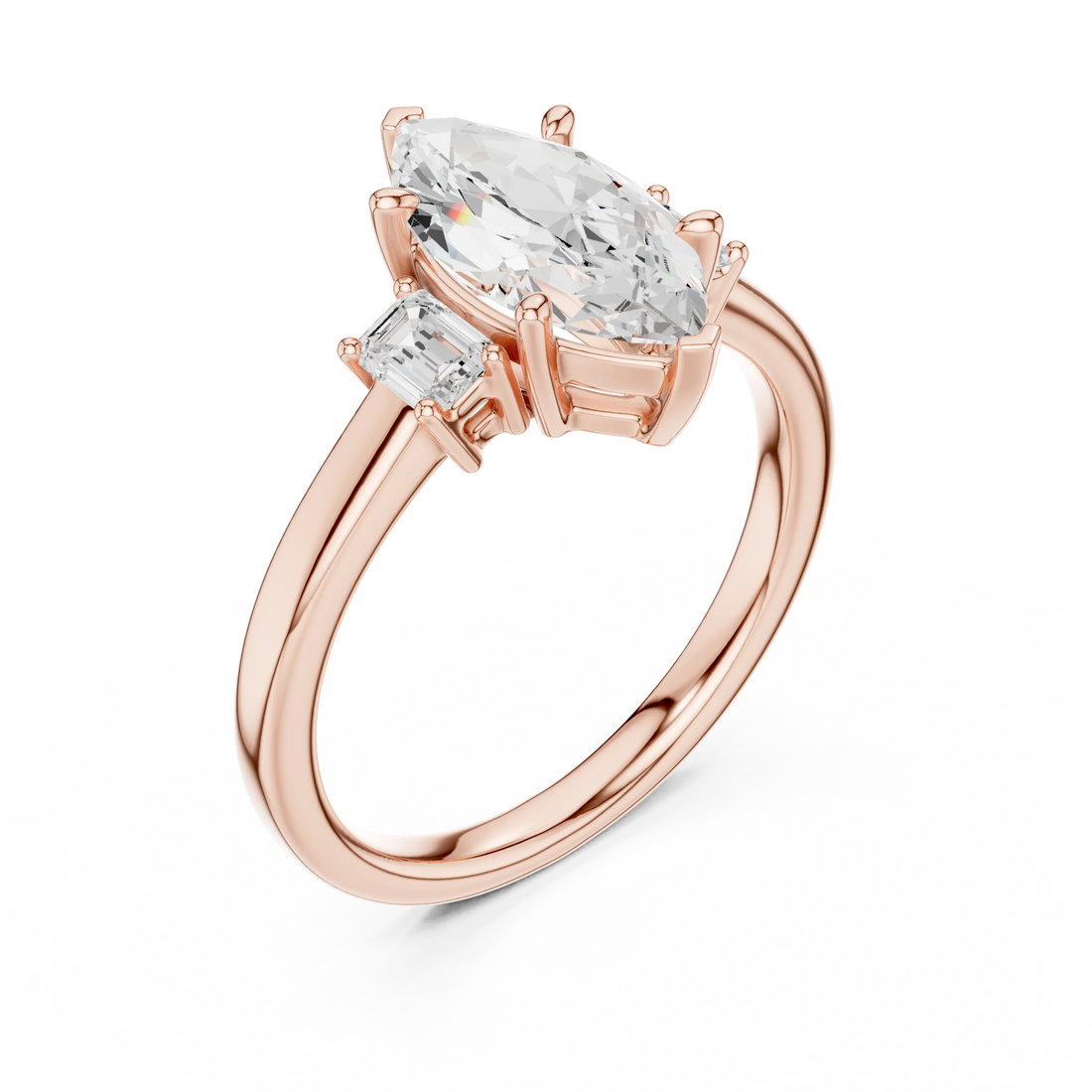 Marquise Cut Diamond Three-Stone Engagement Ring