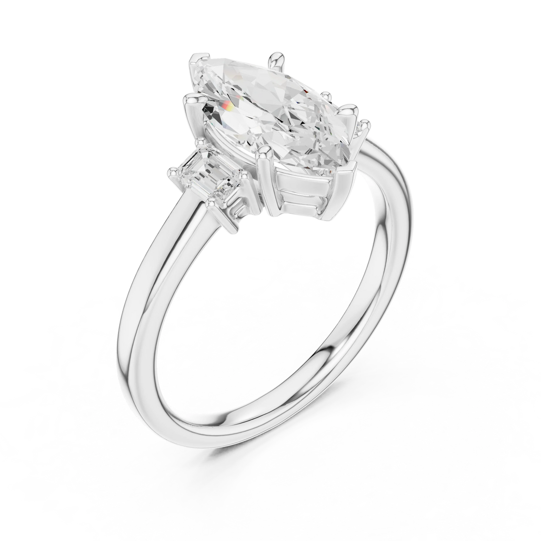 Marquise Cut Diamond Three-Stone Engagement Ring