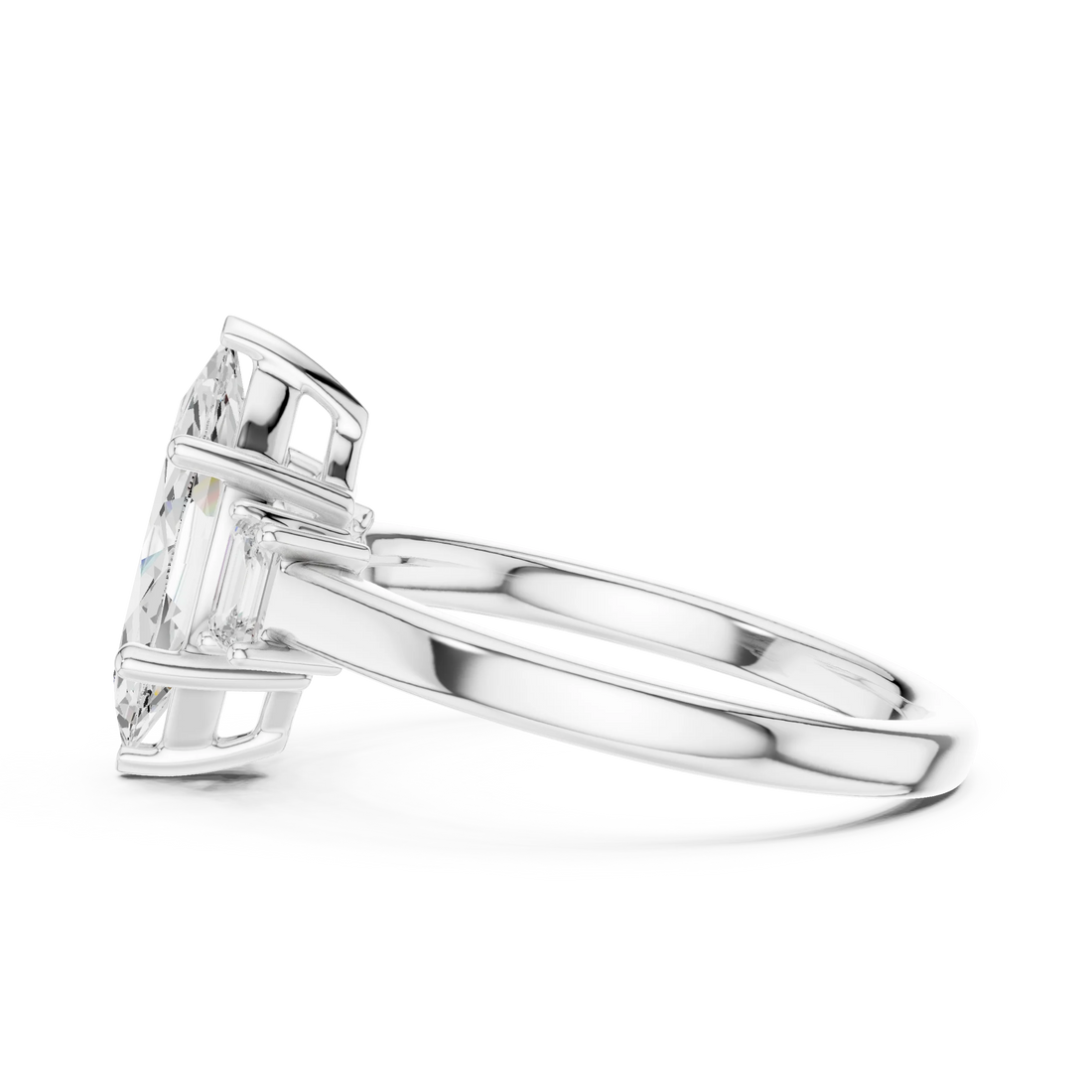 Marquise Cut Diamond Three-Stone Engagement Ring