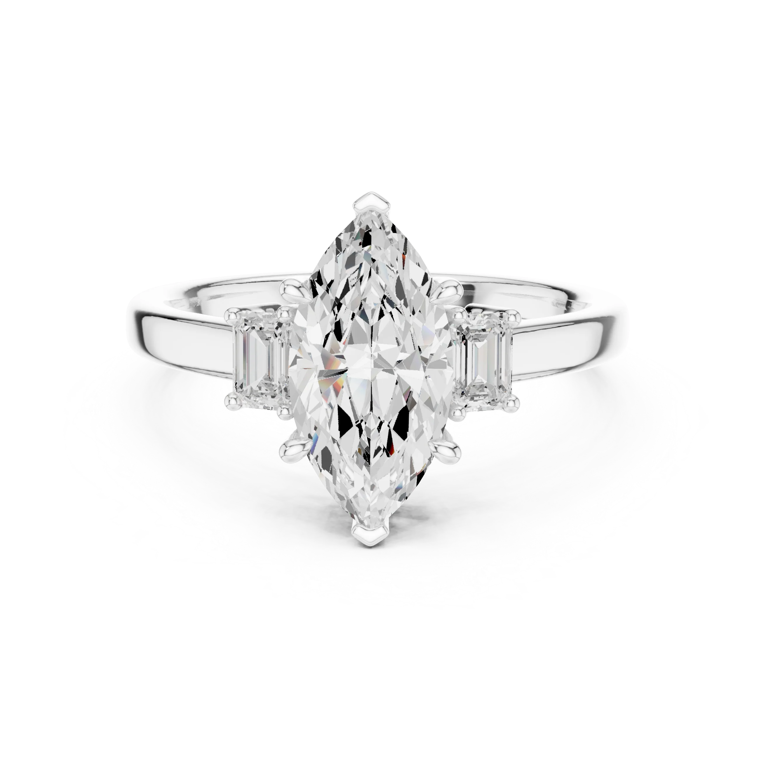 Marquise Cut Diamond Three-Stone Engagement Ring