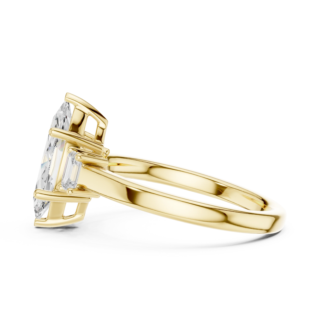 Marquise Cut Diamond Three-Stone Engagement Ring